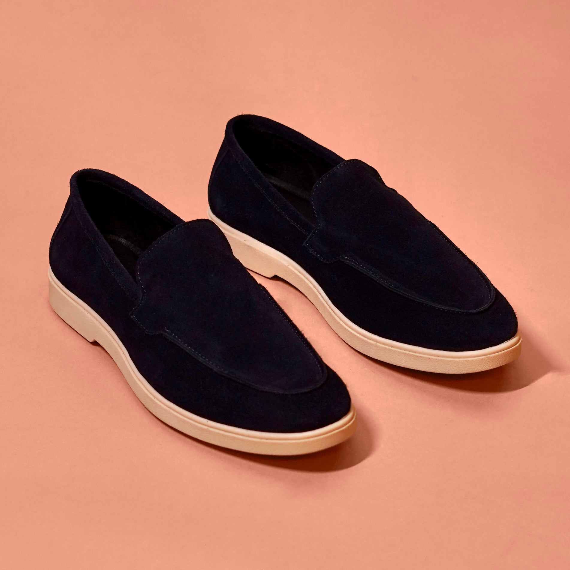 Blu Scuro – Navy Blue Suede Loafers for Men