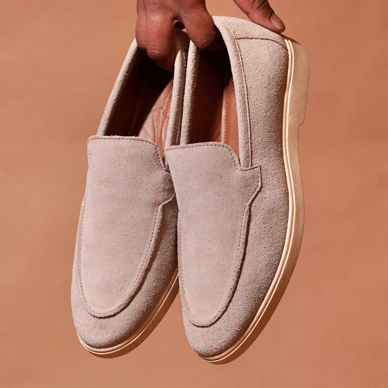 Top view of Beige Classico loafers