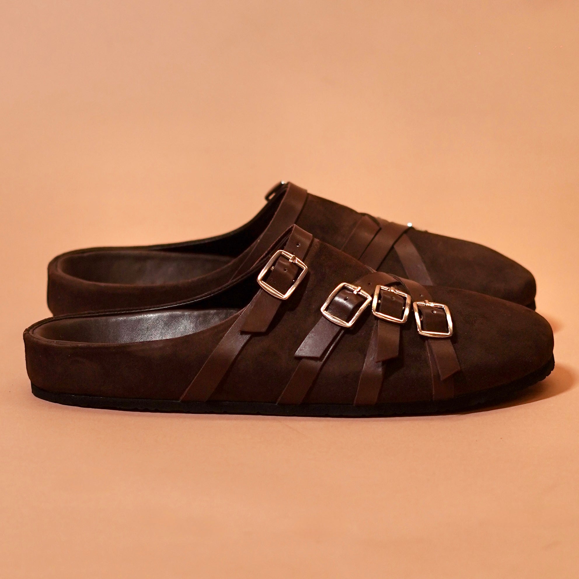 Strap clog with buckle detail