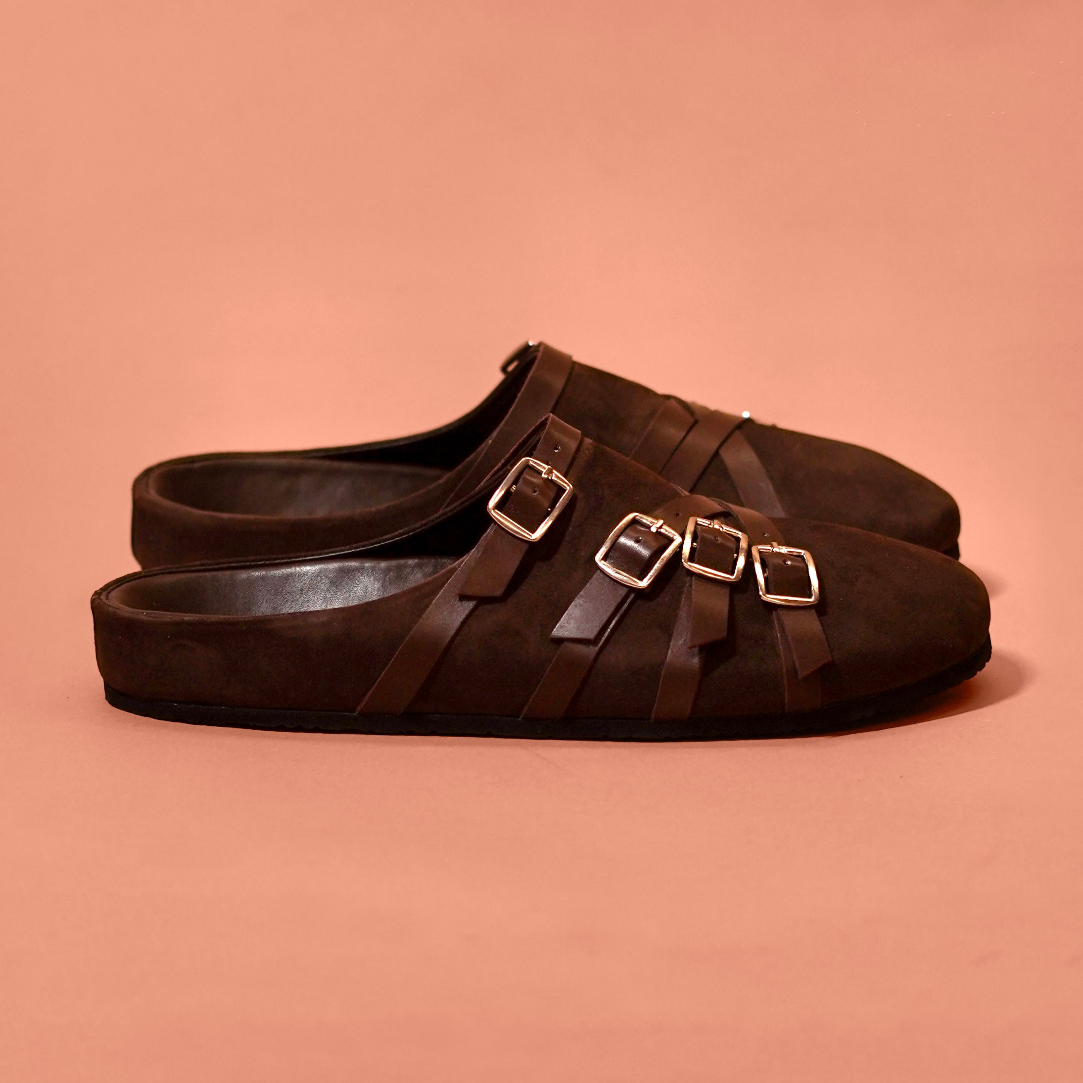 Corko Strapo – Brown Leather Strap Clogs for Men