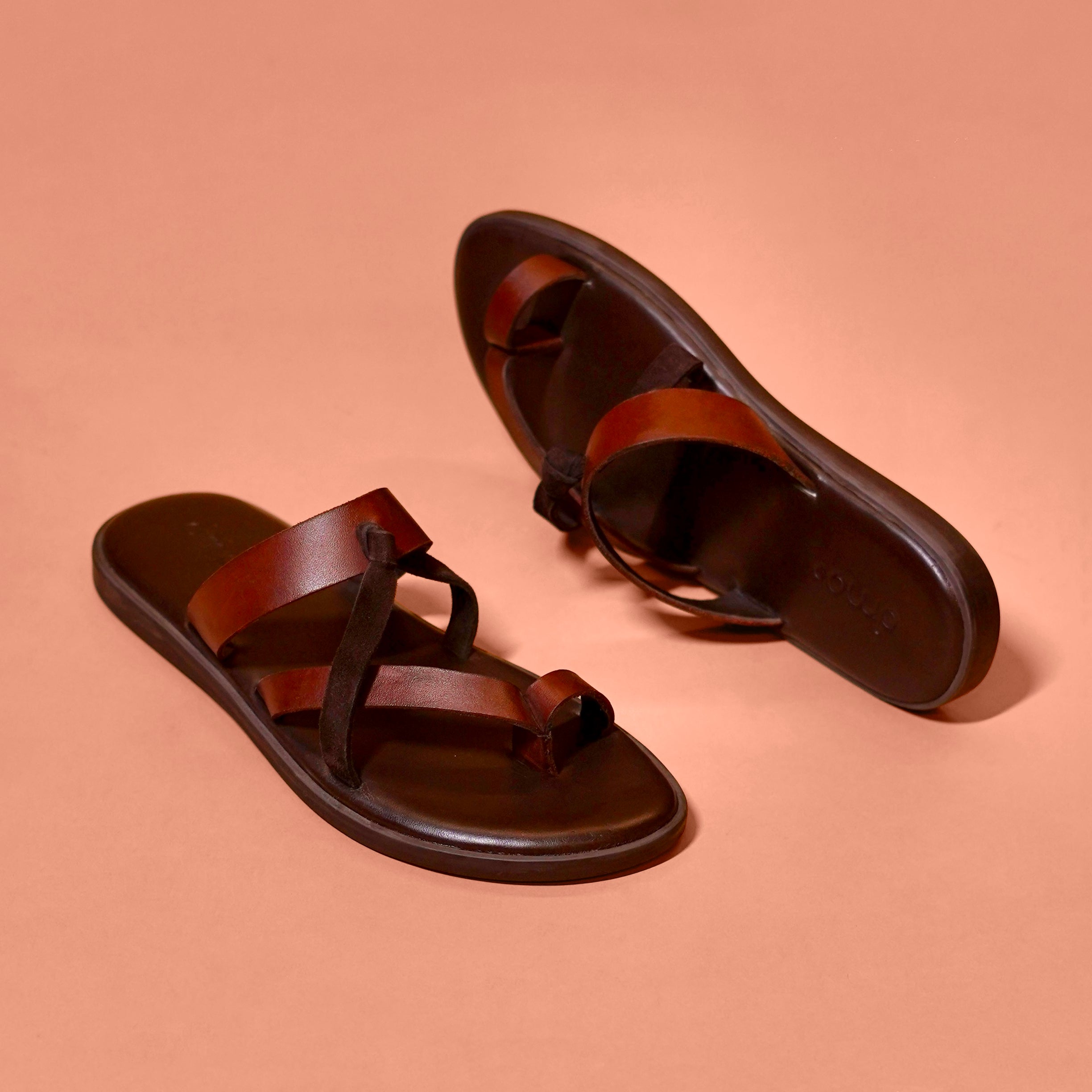 Pelle Nera Bruno Slide – Brown Leather Sandal for Men