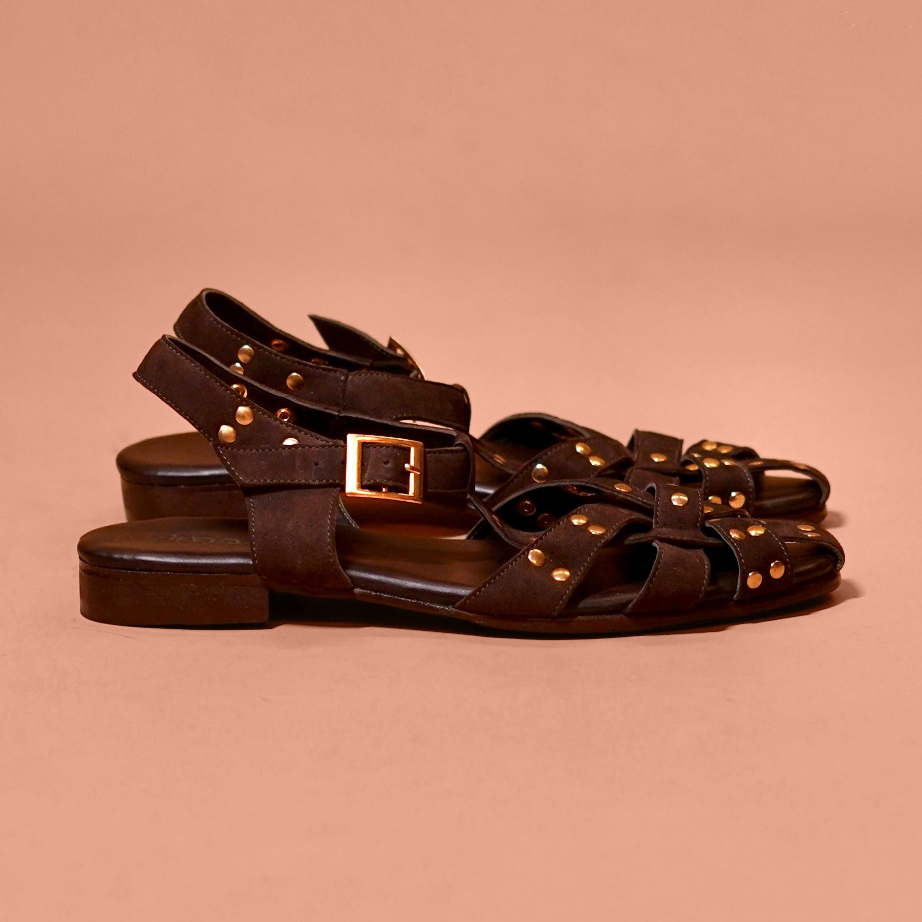 Pelle Bruno Rivo – Dark Brown Studded Leather Slingback Sandal for Men