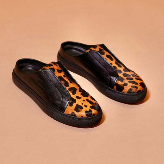 Leopard print sneaker mule for men