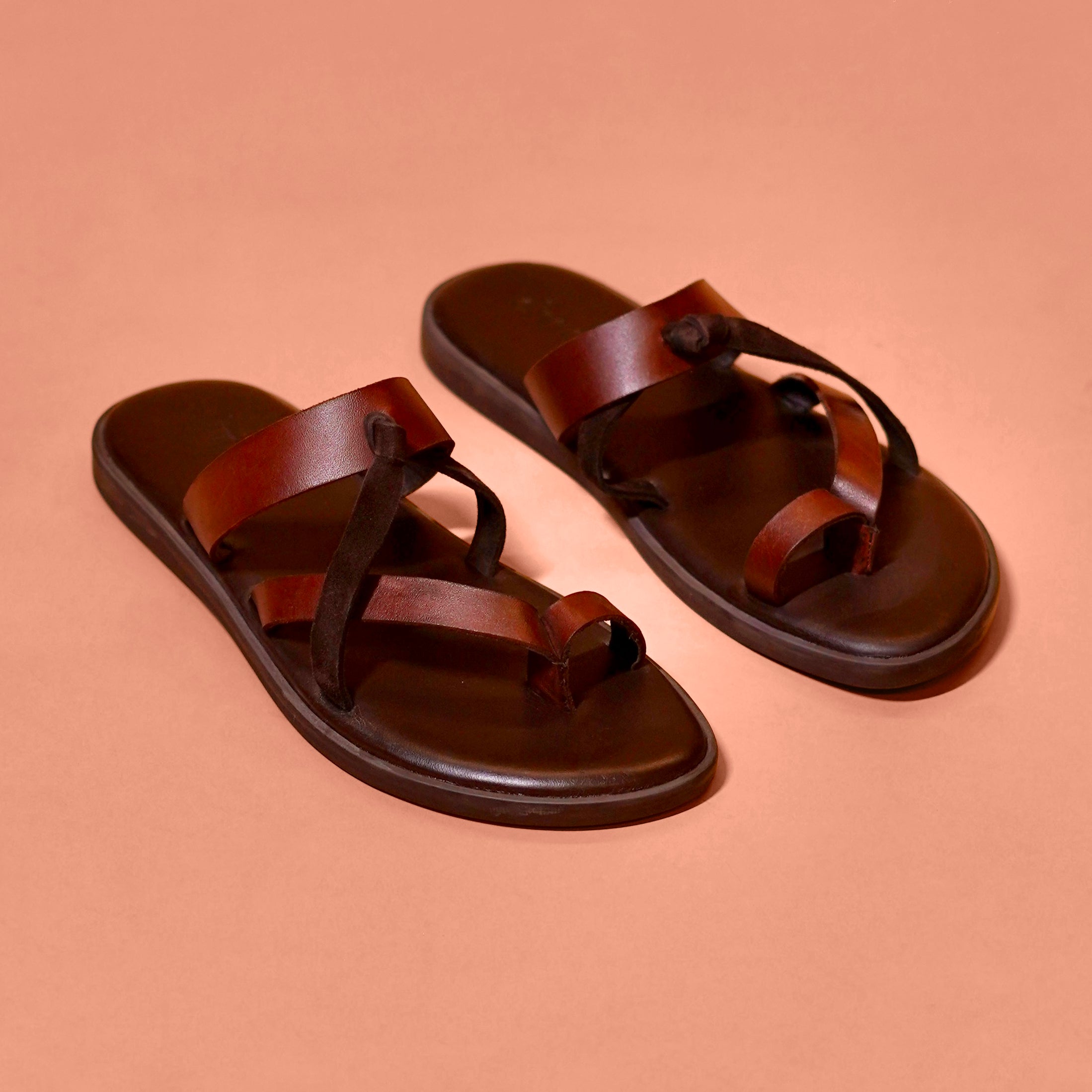 Pelle Nera Bruno Slide – Brown Leather Sandal for Men