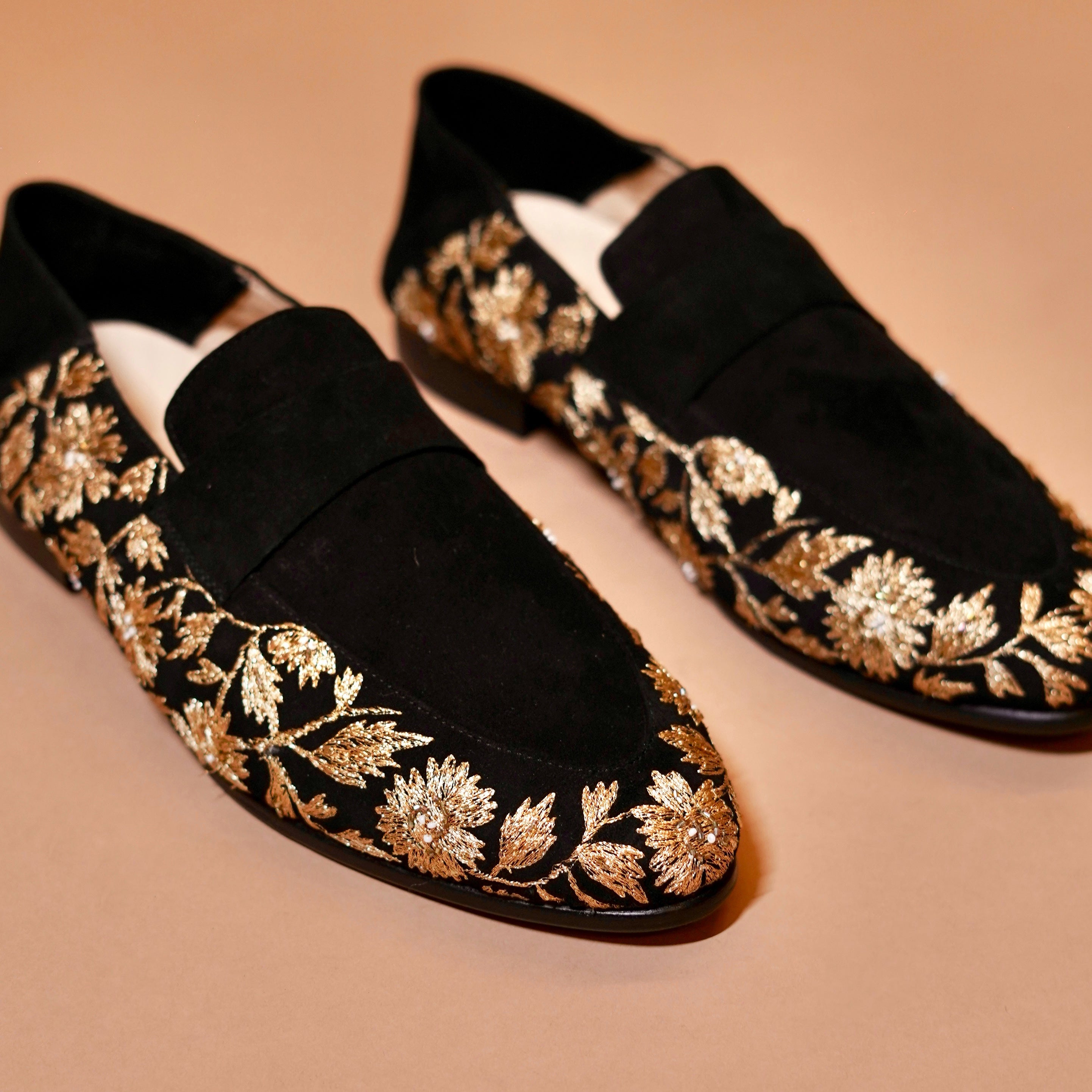 Close-up of embroidered upper