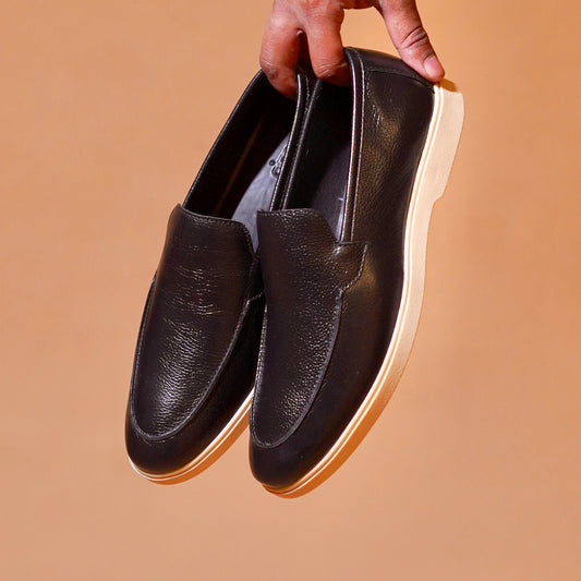 Minimal black slip-on loafers