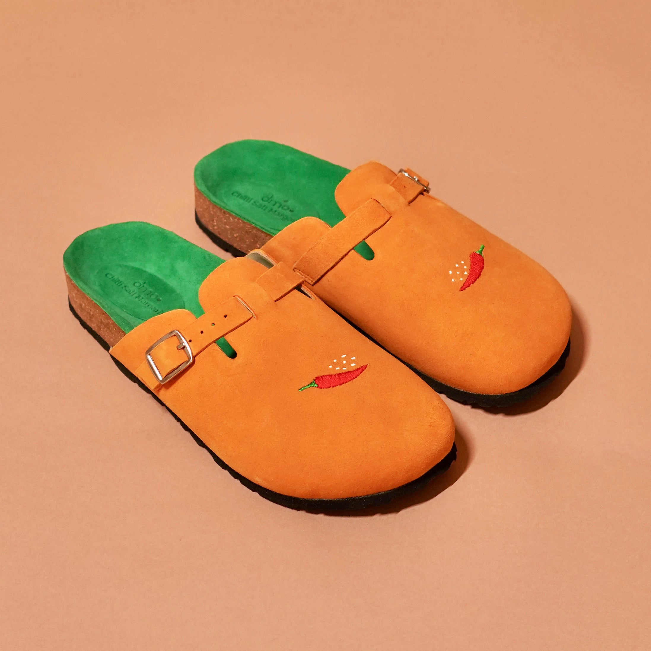 Tangerine Mule styled with linen coords and beachwear