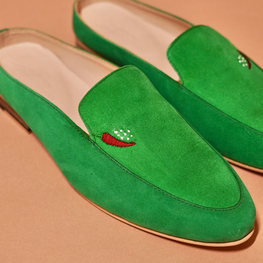 Close-up of chilli and salt stitched motif on Margarita Mule