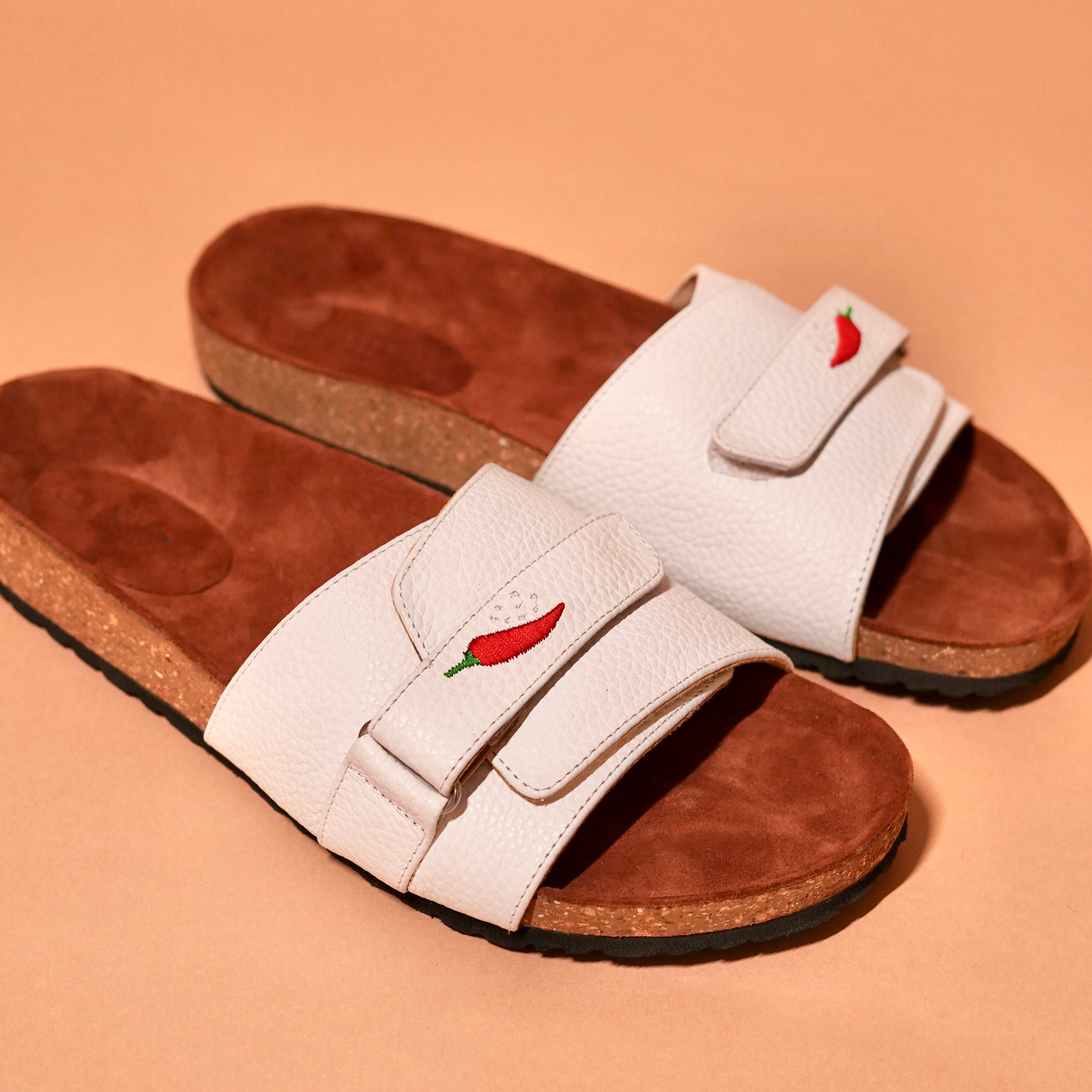 Close-up of ergonomic footbed and suede insole on Salt Slider