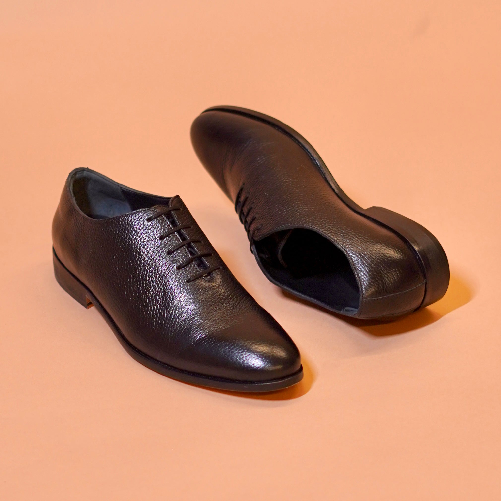 Minimal black leather dress shoes