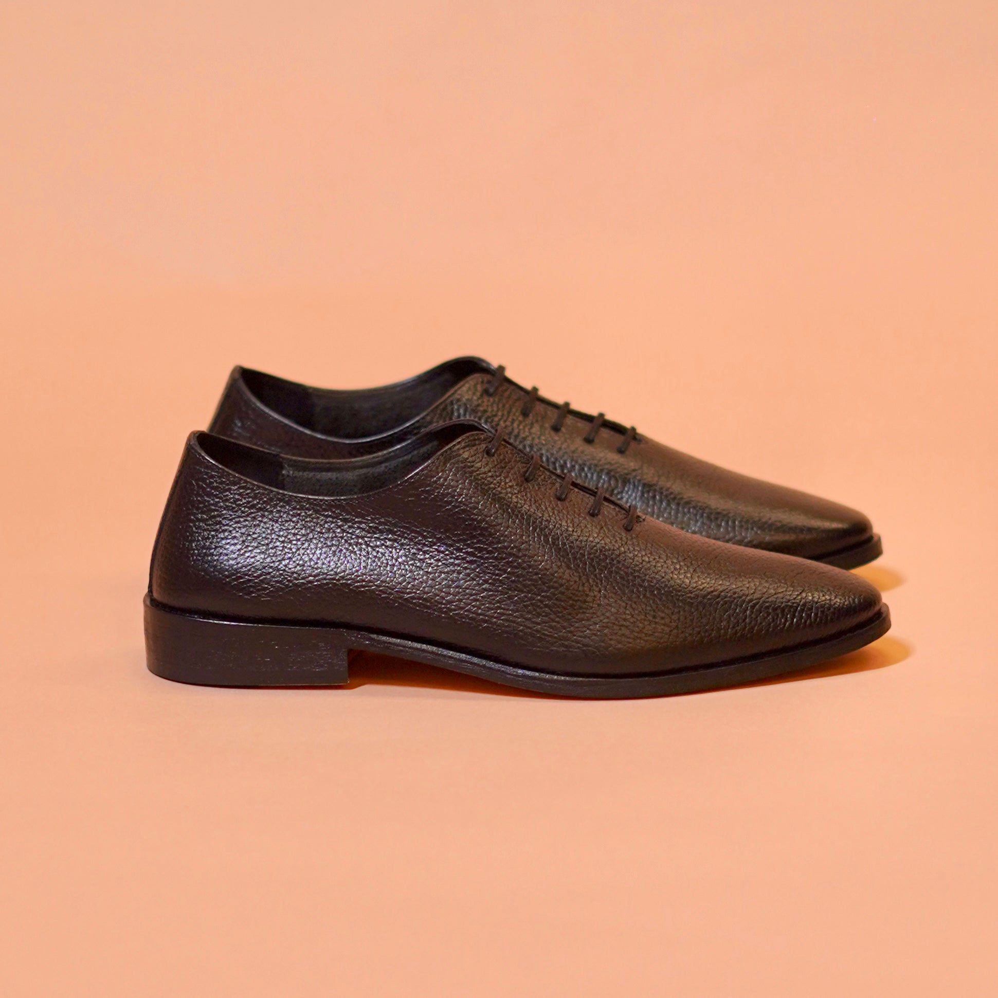 Premium milled leather lace-up shoes