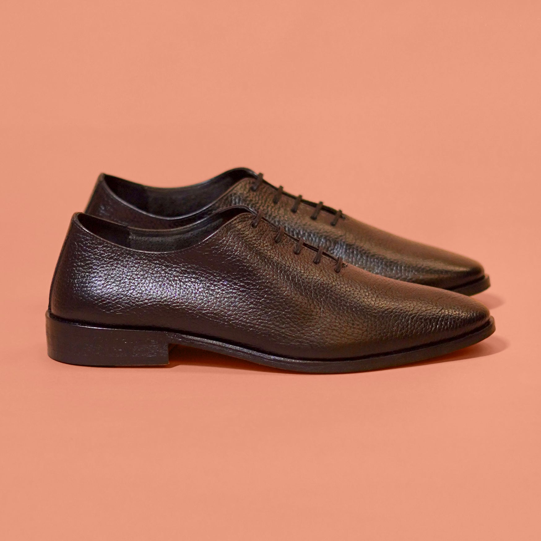 Nero Stride – Black Textured Leather Unlined Shoes for Men