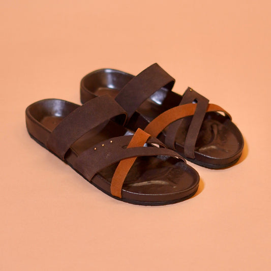 Dark brown suede sandals for men