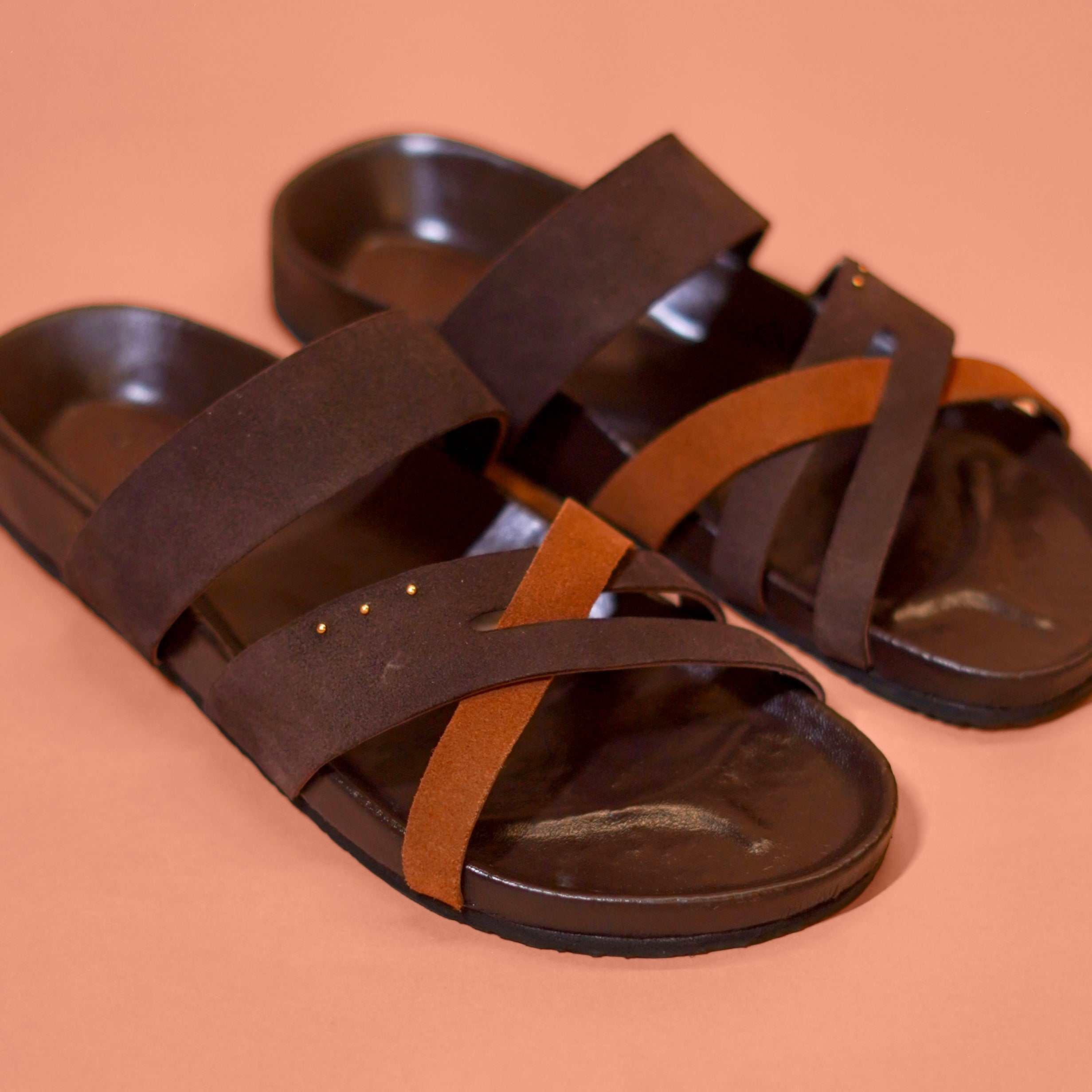 Corko Ombra Terra – Dark Brown Suede Cork Sandals for Men
