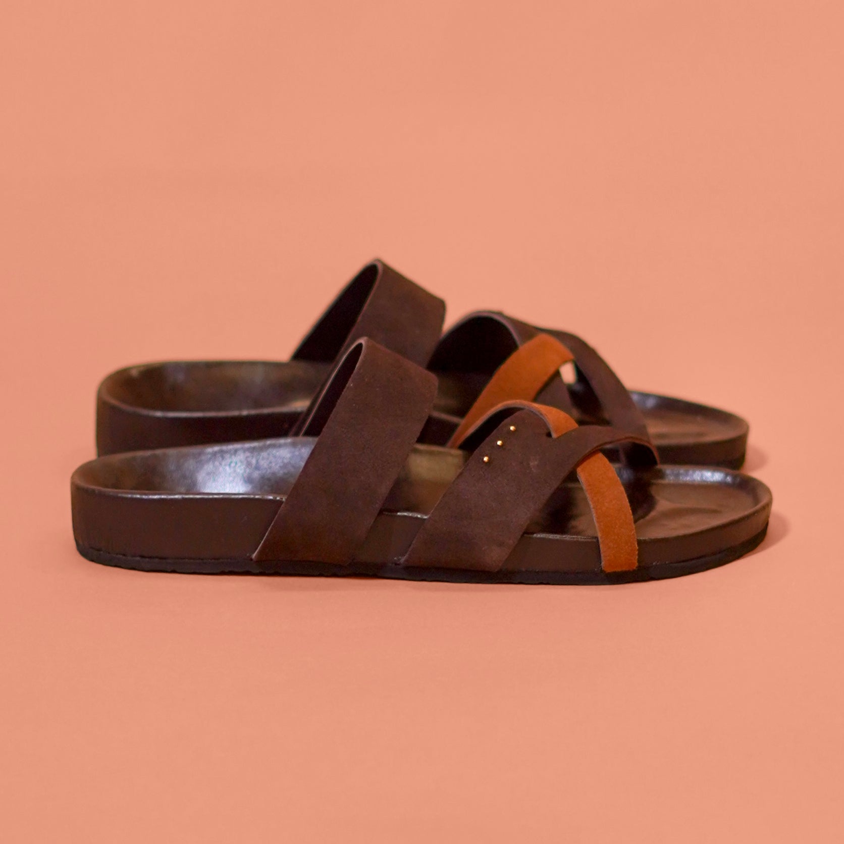 Corko Ombra Terra – Dark Brown Suede Cork Sandals for Men