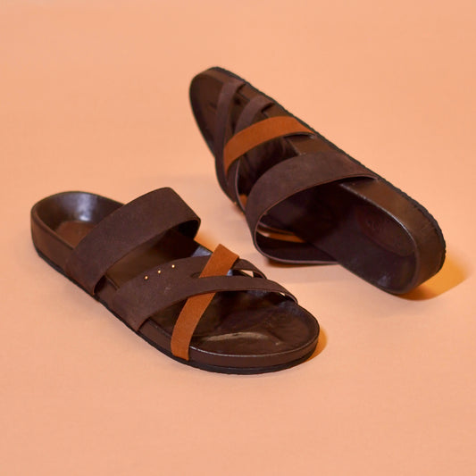 Tan and brown suede strap detail