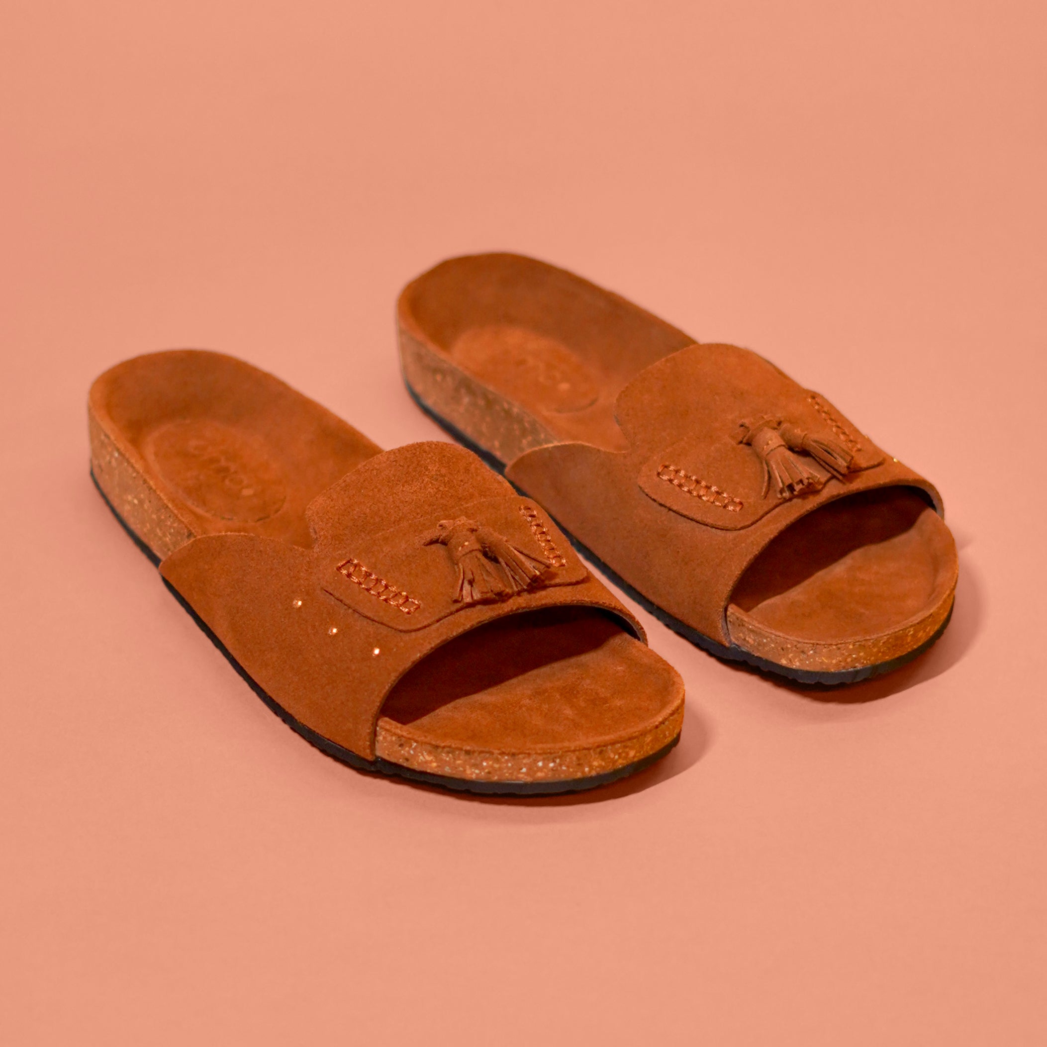 Corko Tasso Classico – Tan Cork Sliders for Men