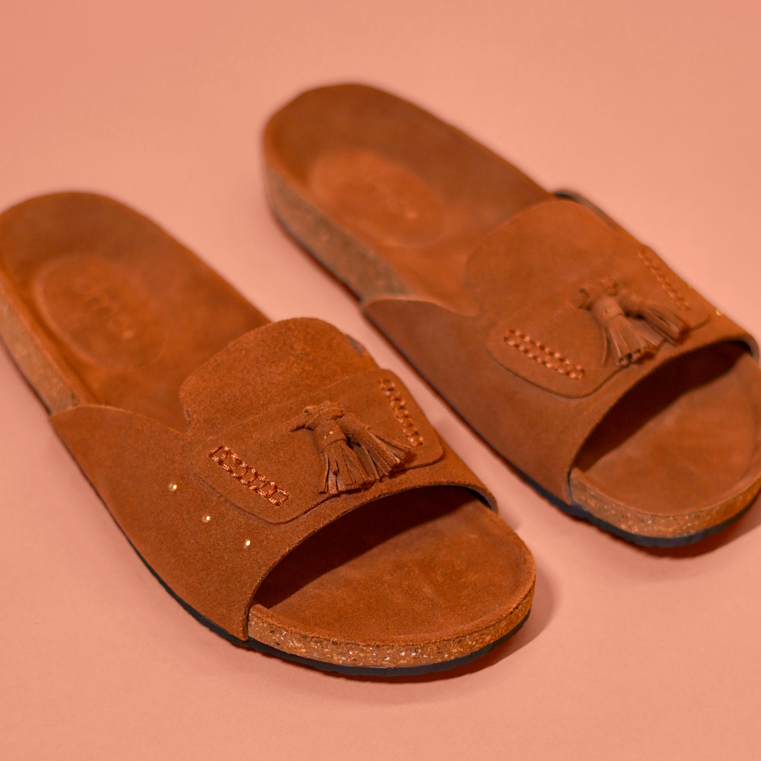 Corko Tasso Classico – Tan Cork Sliders for Men