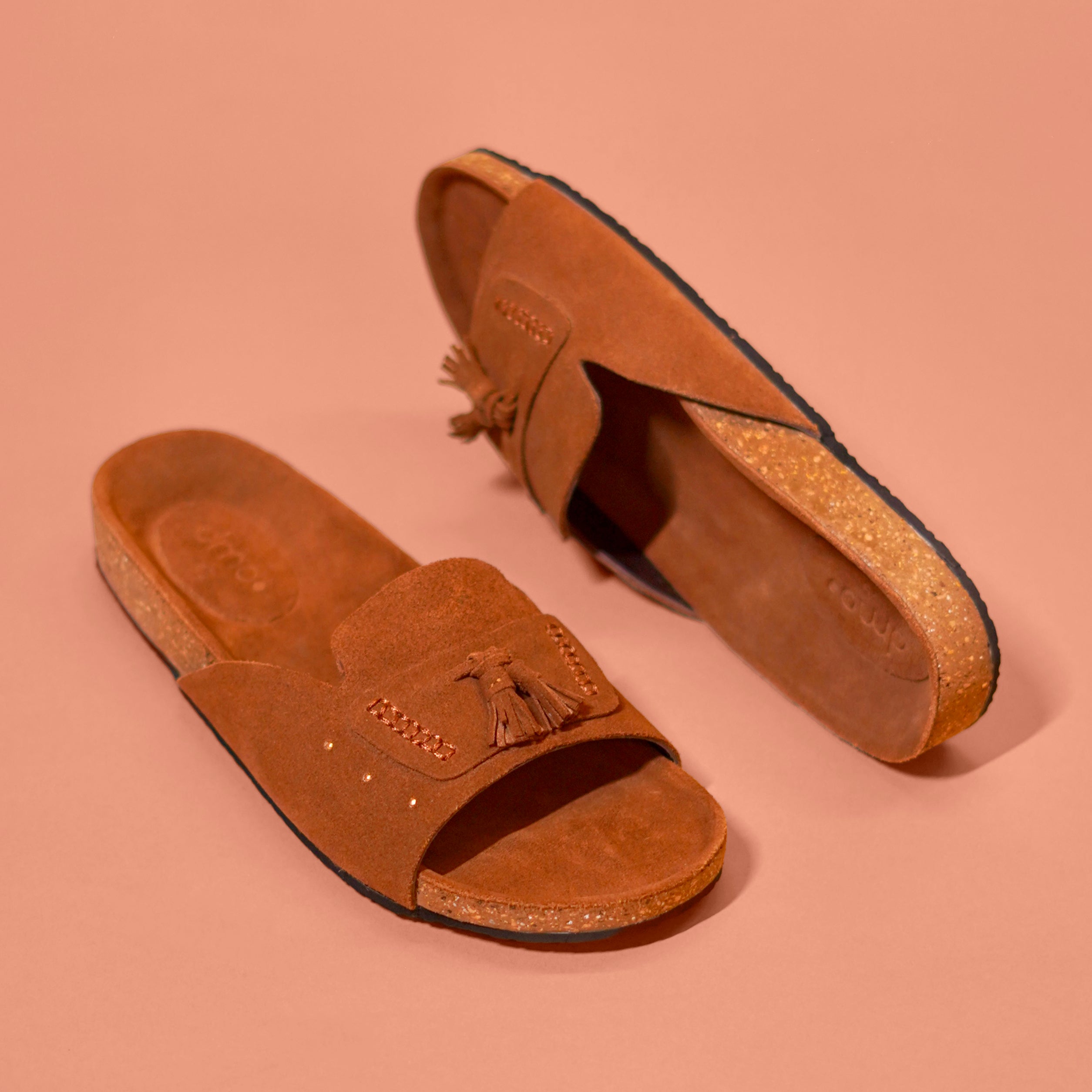 Corko Tasso Classico – Tan Cork Sliders for Men