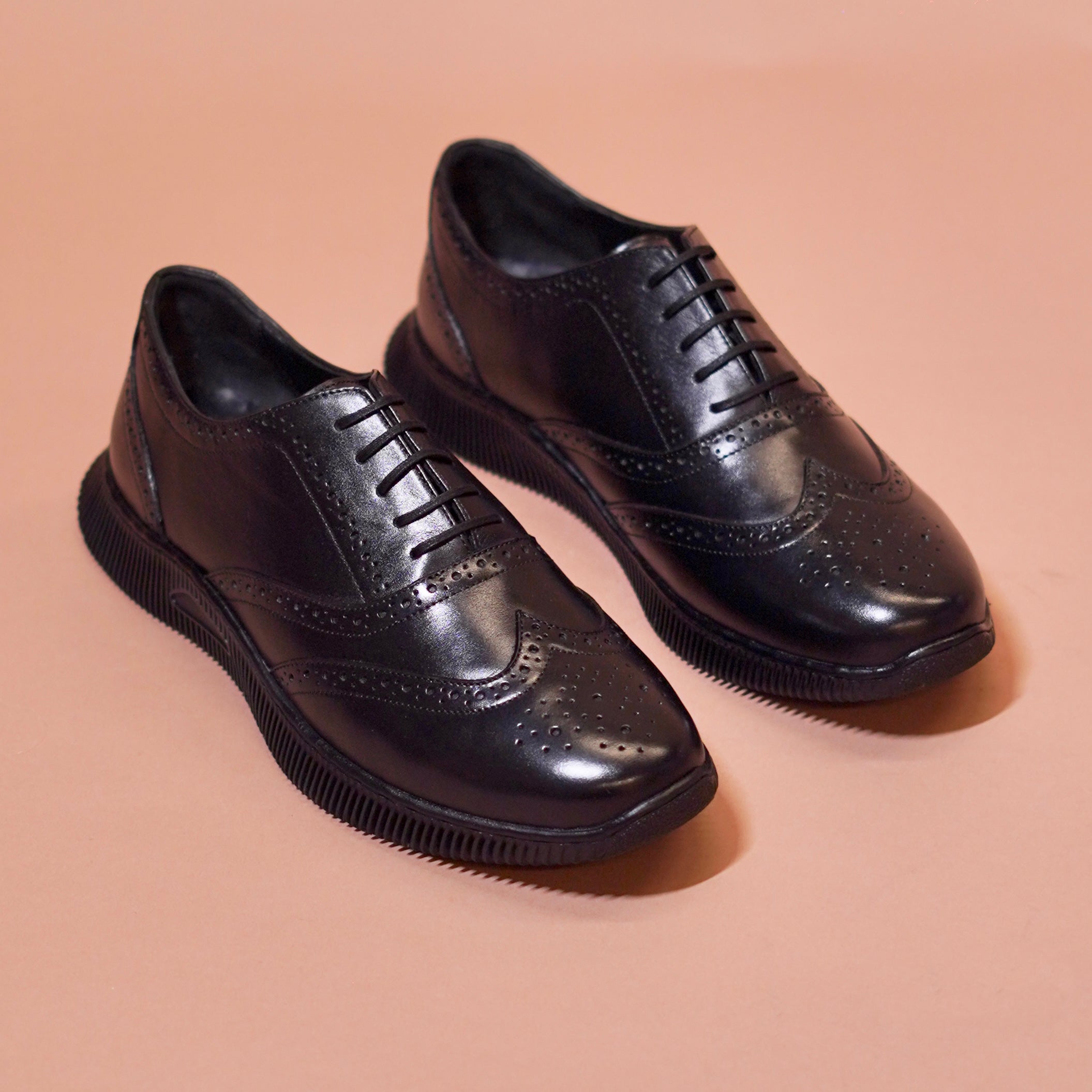 Fresco Noir | Black Argentinian leather brogue sneakers