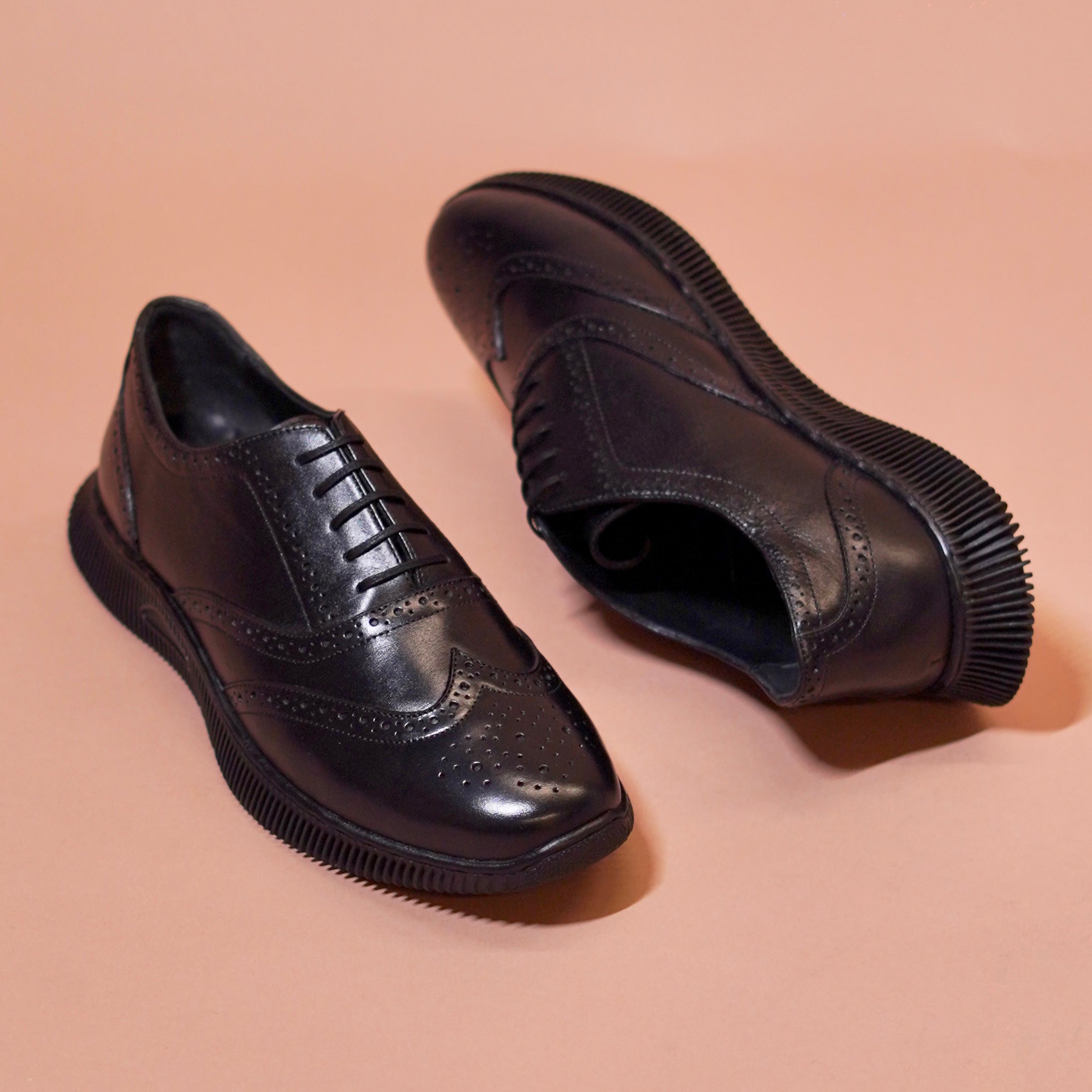 Fresco Noir | Black Argentinian leather brogue sneakers