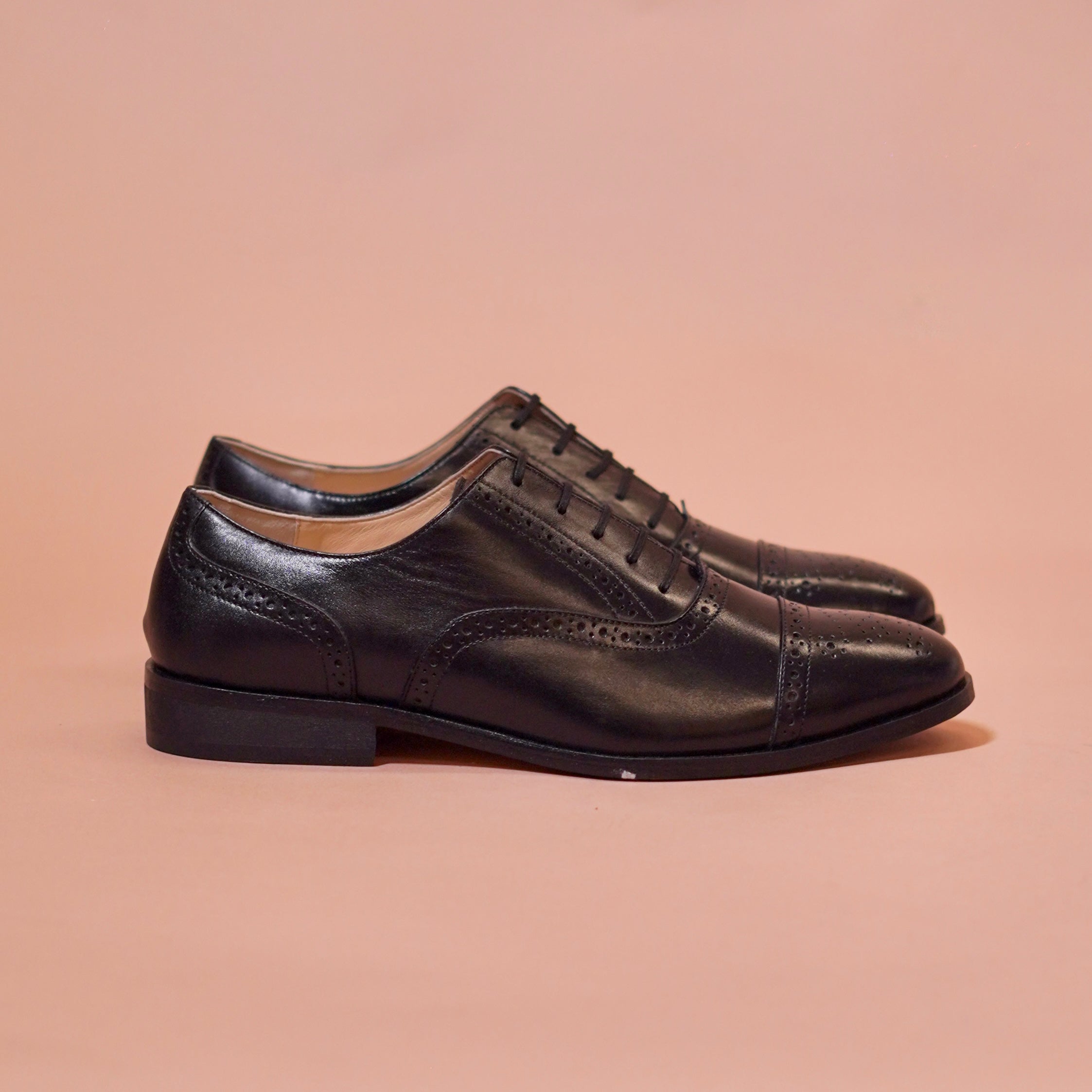 Classic black cap-toe Oxford