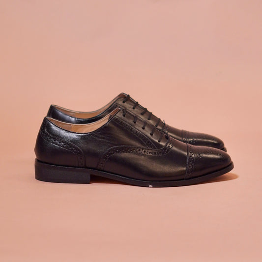 Classic black cap-toe Oxford