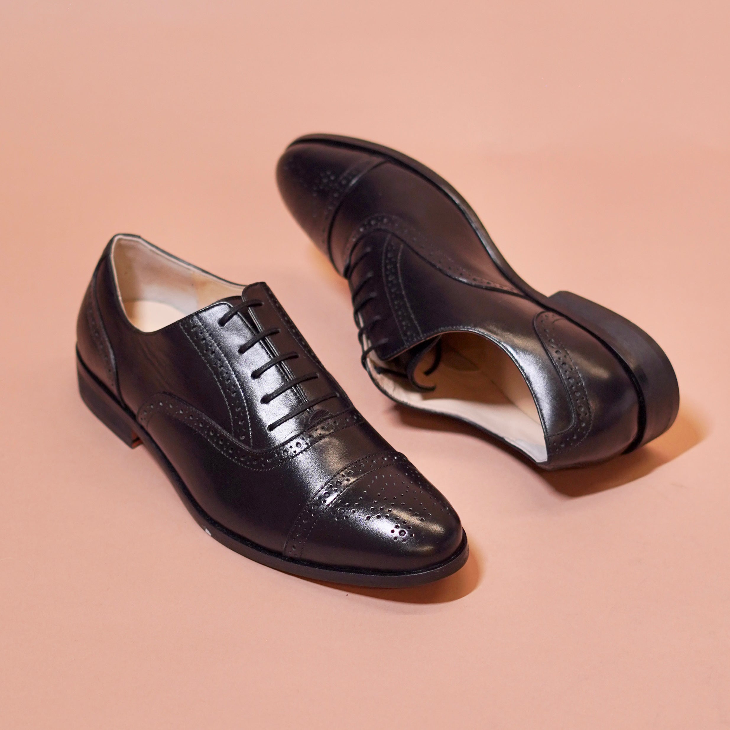 Classic black cap-toe Oxford