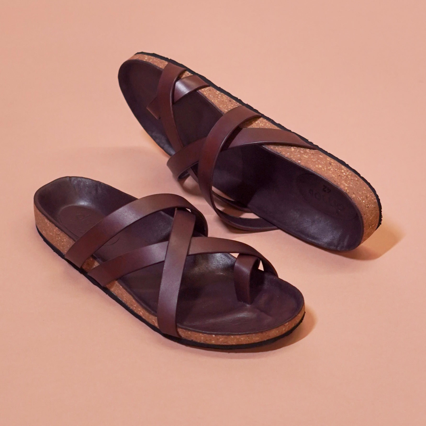 Pelle Corko Espresso | Dark brown leather cork chappals