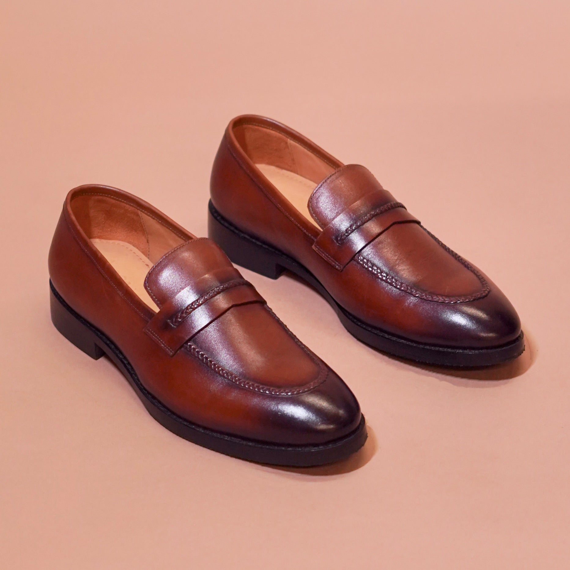 Bruno Vero – Brown Burnished Penny Loafer for Men