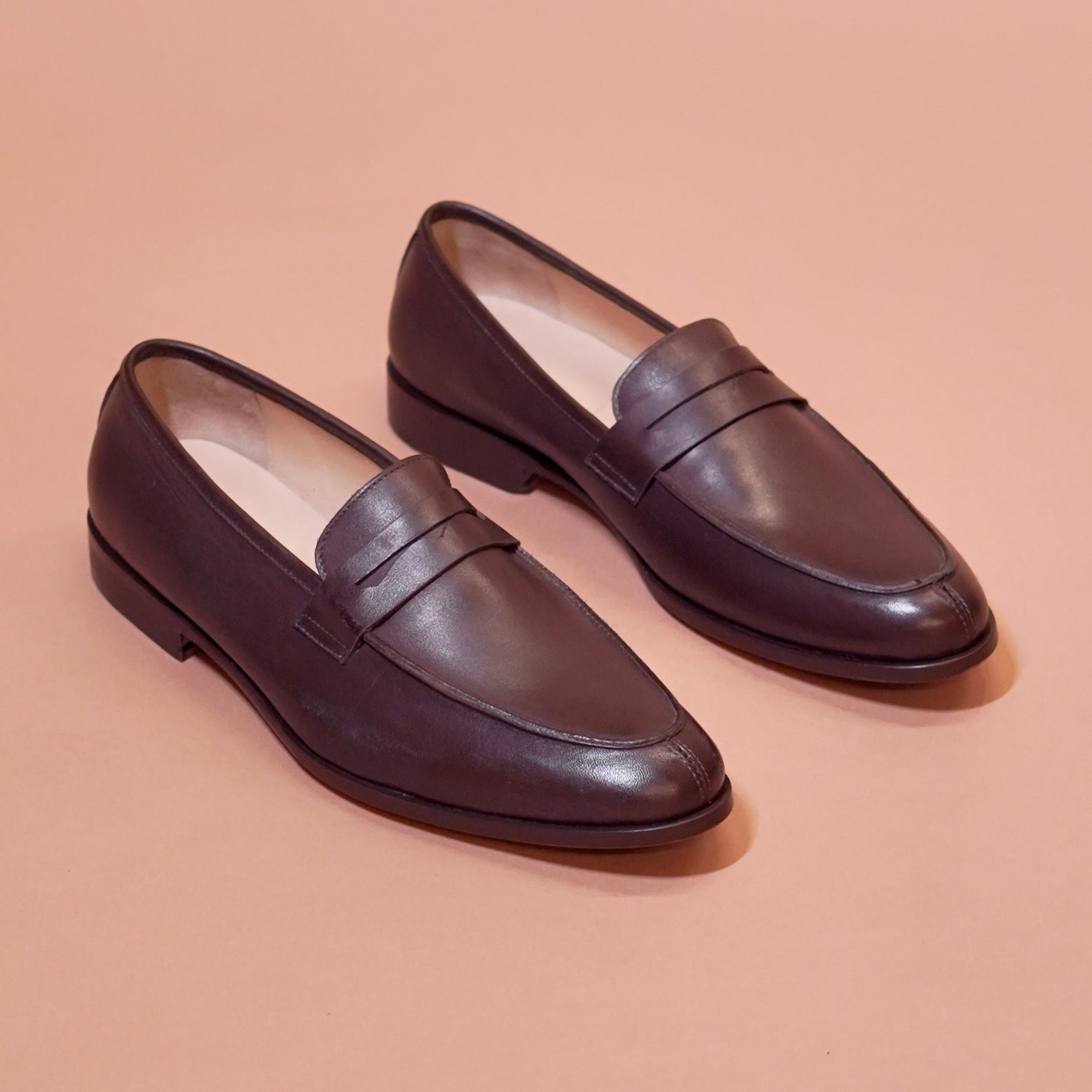 Soavo | Classic Brown leather penny loafers