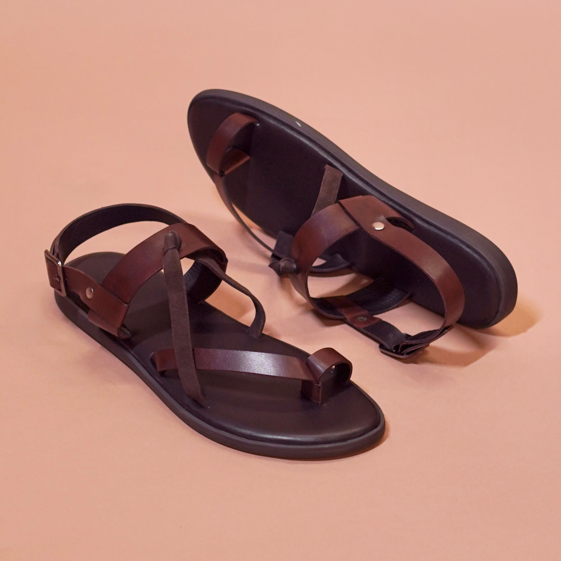 Pelle Nera Bruno | Brown leather accented suede sandals