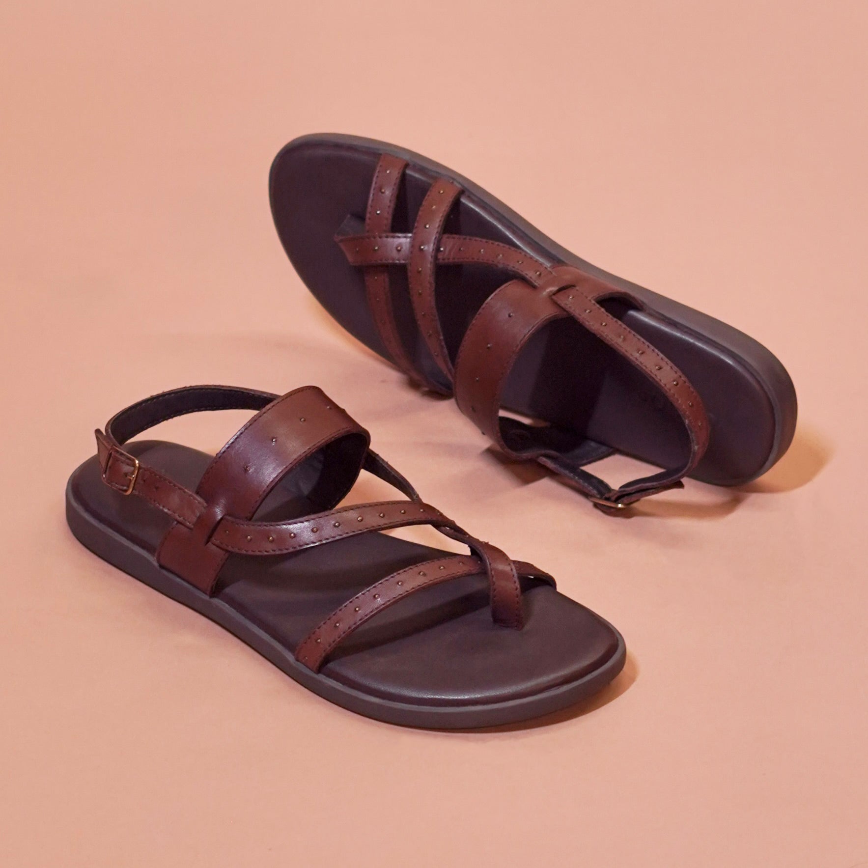 Pelle Bruno Riveto | Dark brown full-grain leather sandals