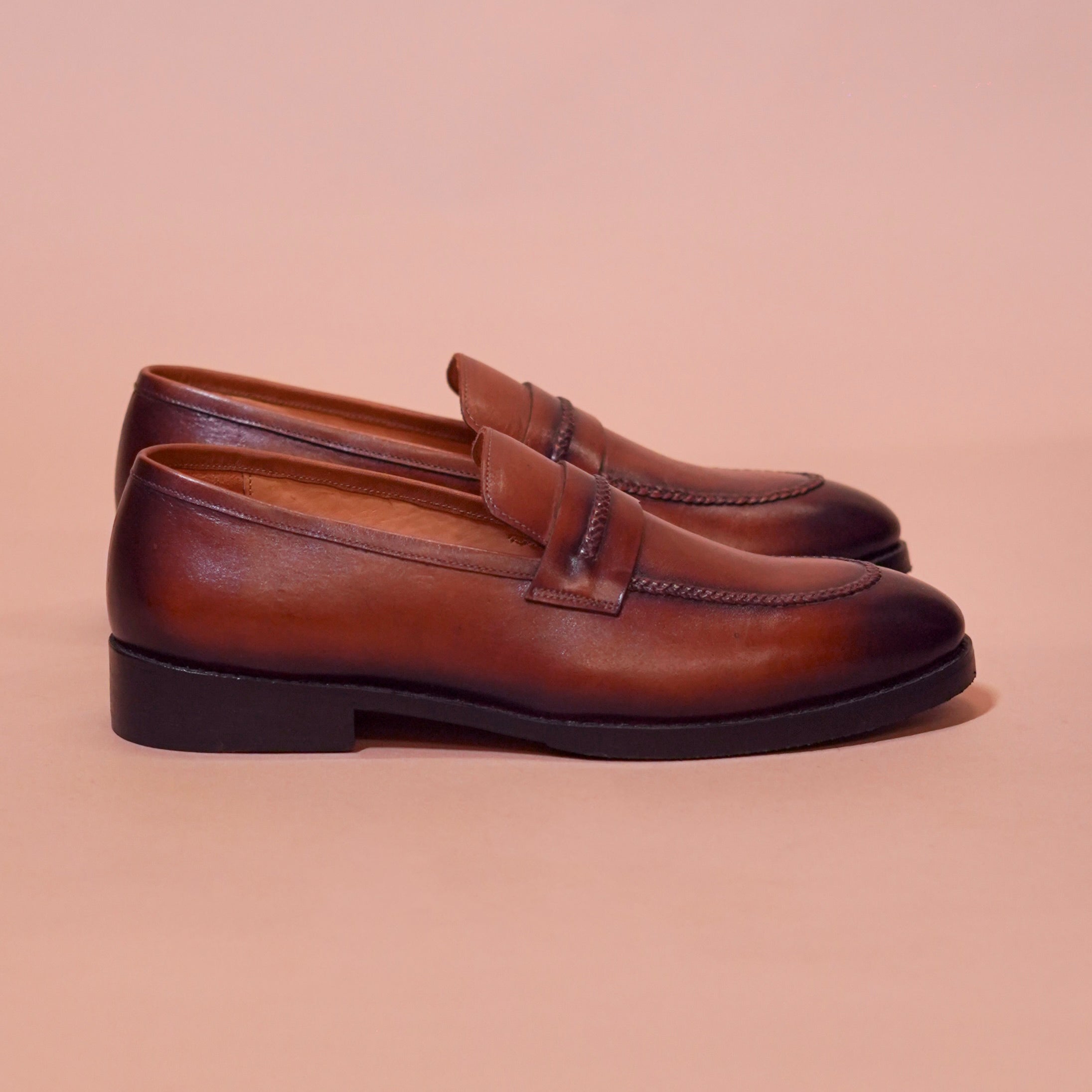 Bruno Vero – Brown Burnished Penny Loafer for Men