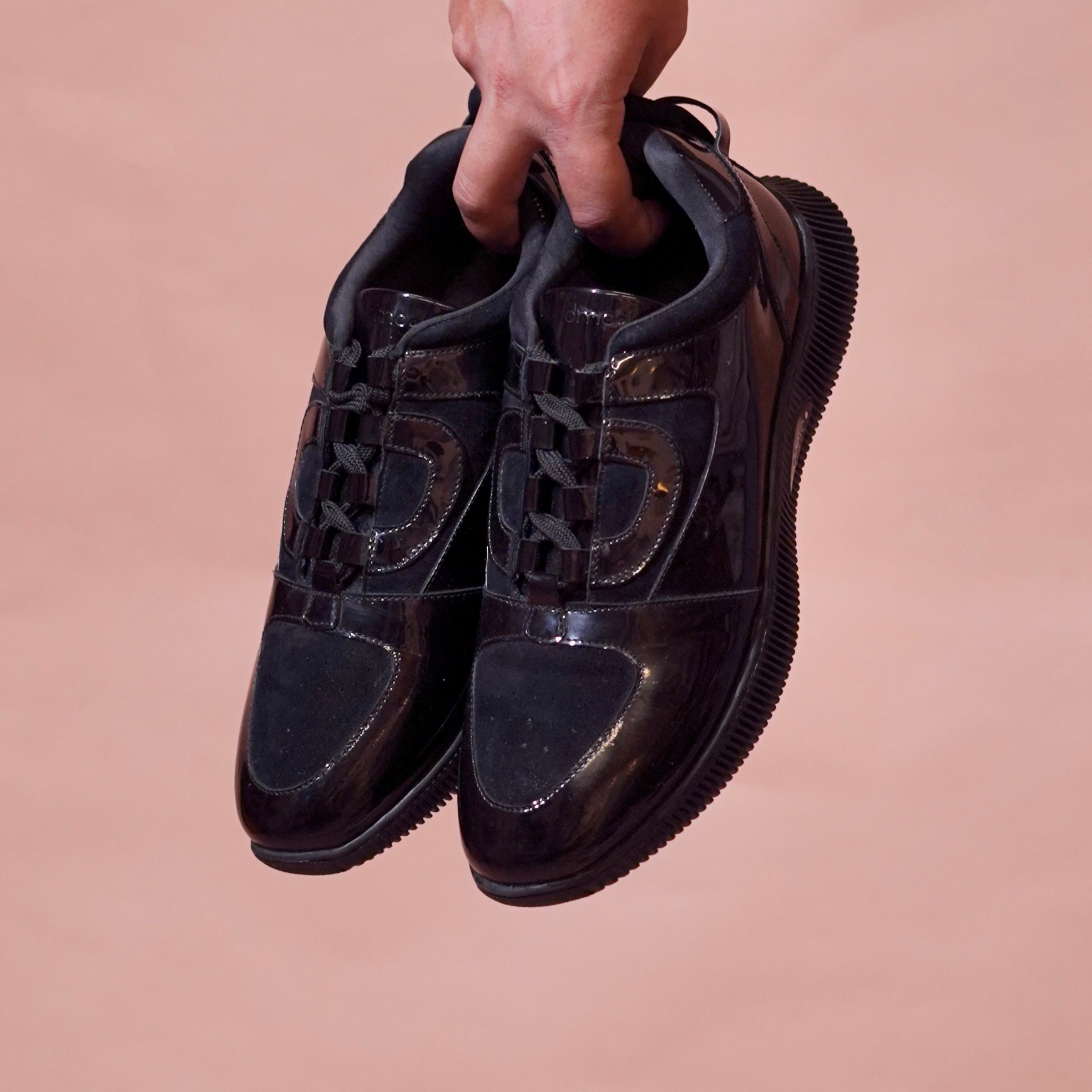 Sportivo | Black patent  leather and suede sneakers