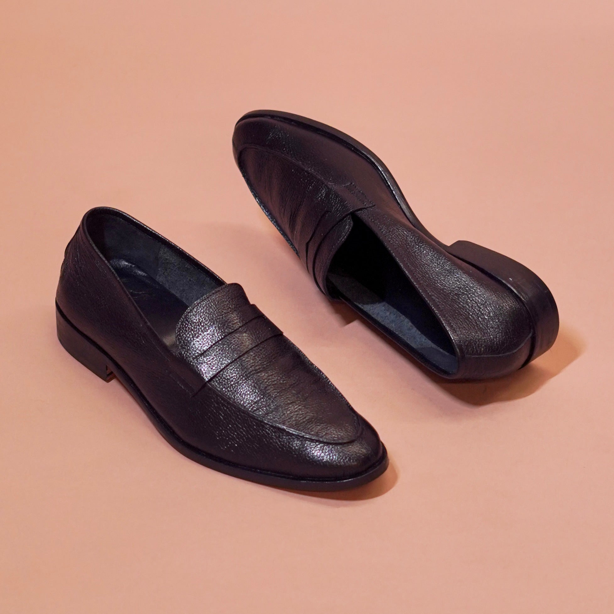 Carbonio Nero – Black Unlined Penny Loafer for Men
