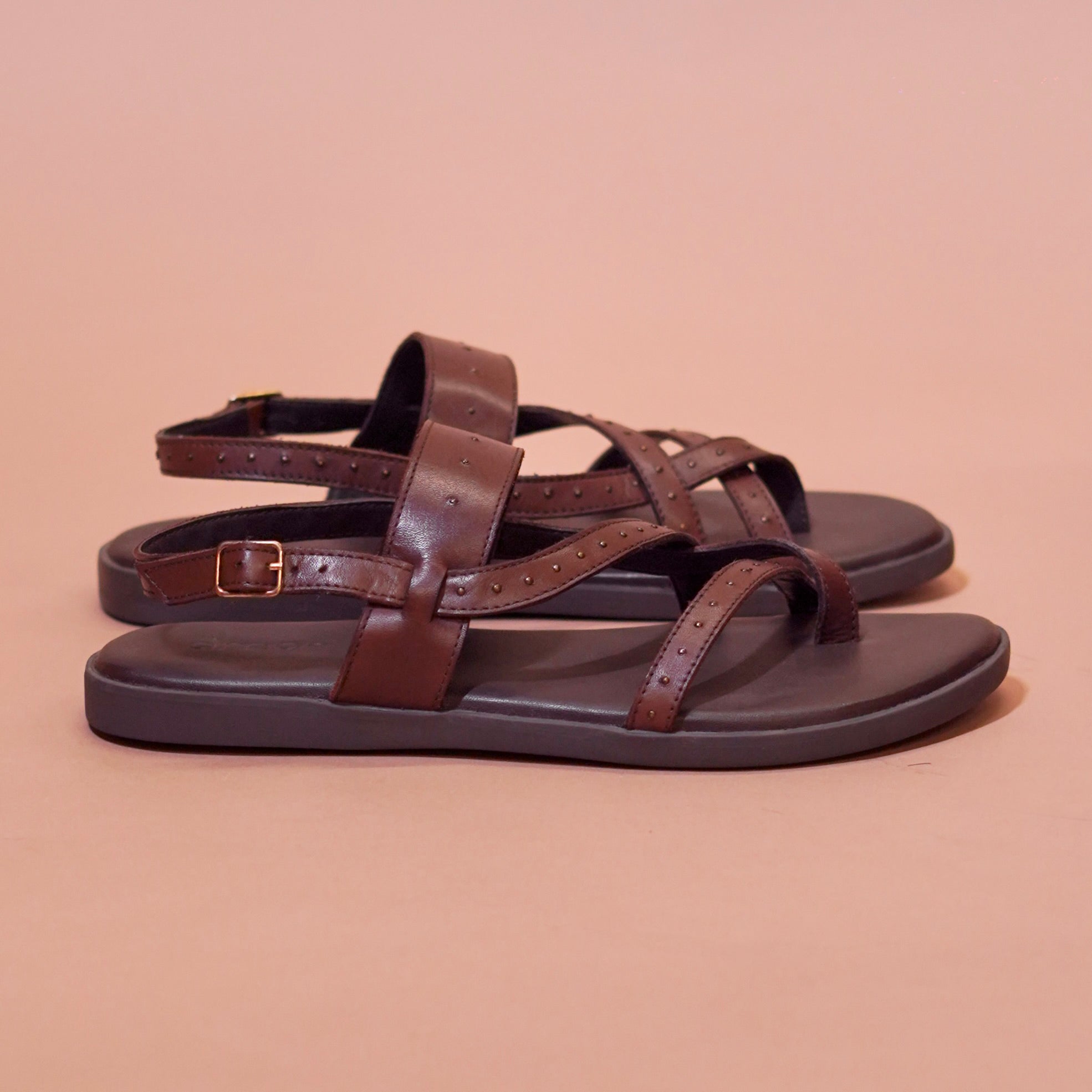 Pelle Bruno Riveto | Dark brown full-grain leather sandals
