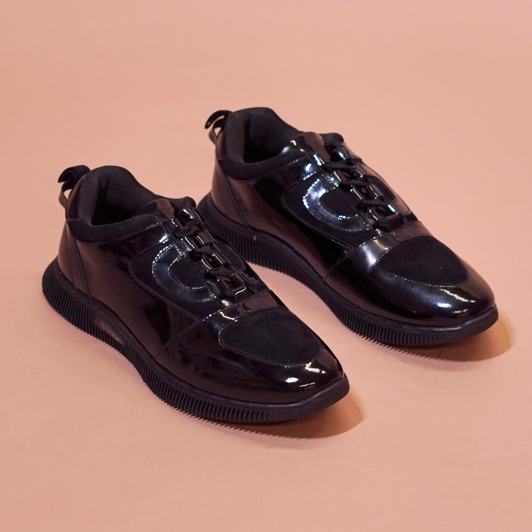 Sportivo | Black patent  leather and suede sneakers