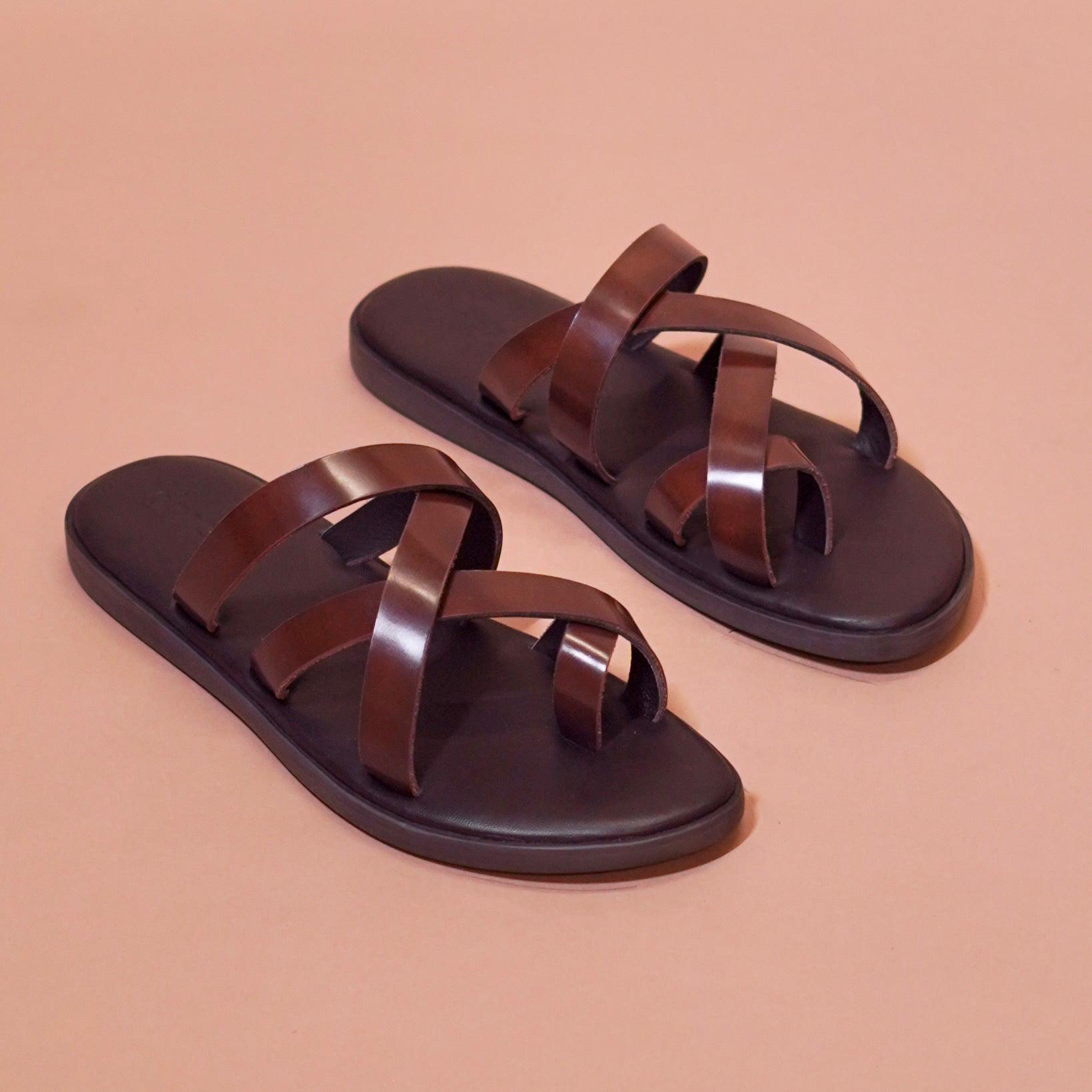 Pelle Marrone Bruno | Classic Brown Full-Grain Leather Chappal for Men