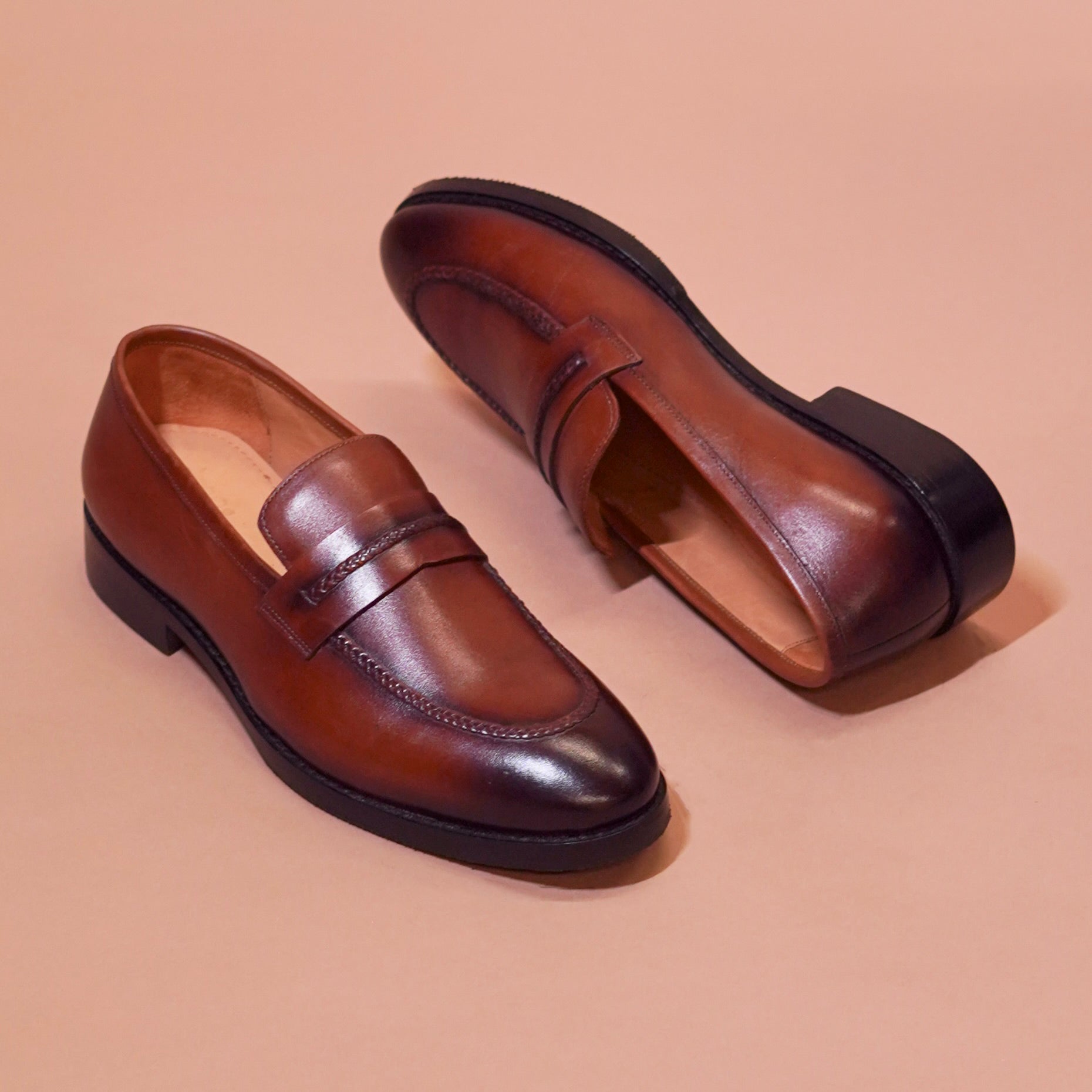 Bruno Vero – Brown Burnished Penny Loafer for Men
