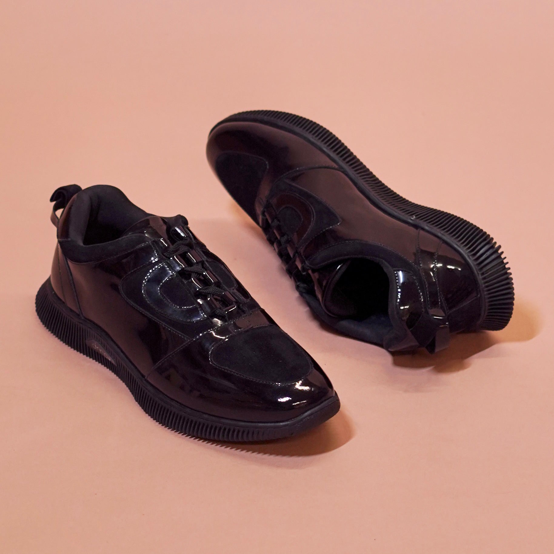 Sportivo | Black patent  leather and suede sneakers