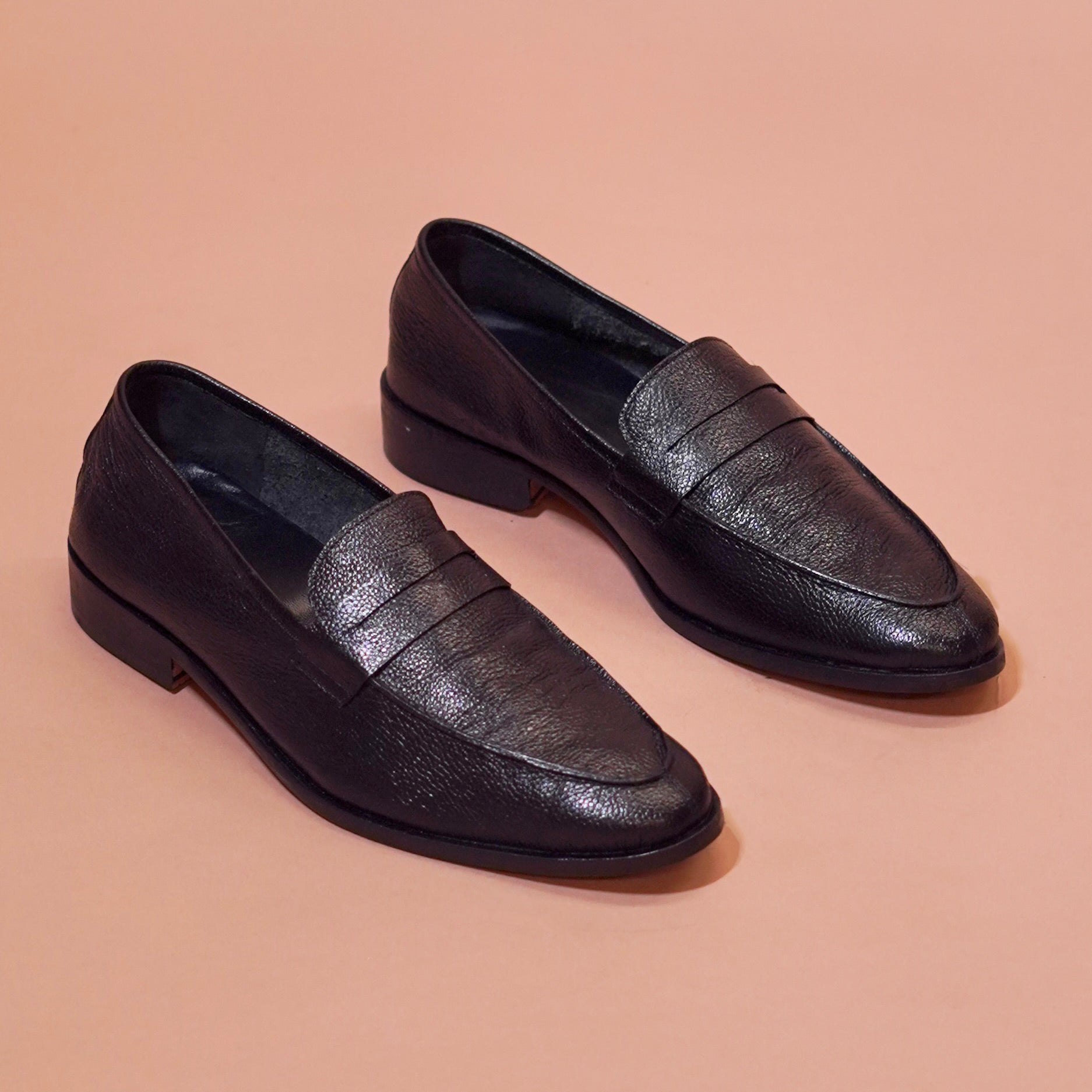Carbonio Nero – Black Unlined Penny Loafer for Men