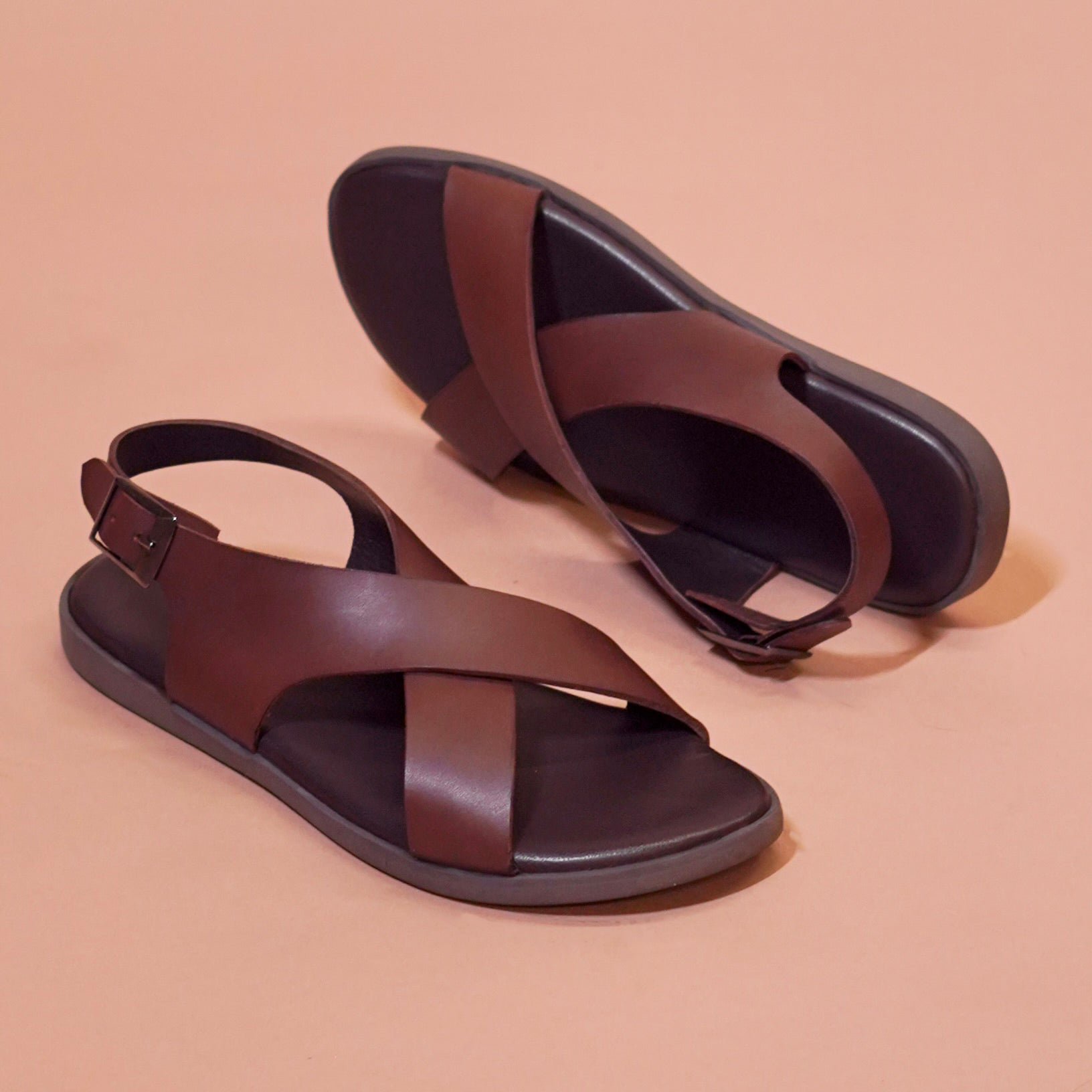 Pelle Tannino | Tan cross strap traditional leather sandal