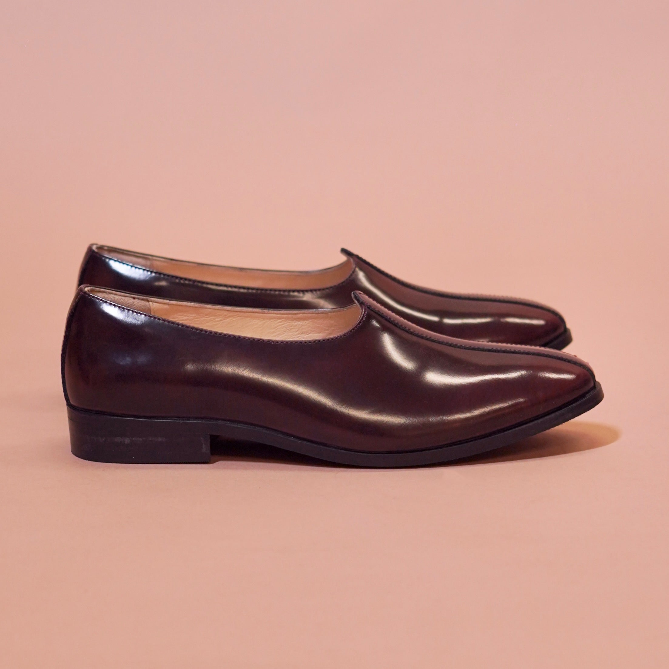 Ethnico Borgogno | Bordo lustrous leather mojris