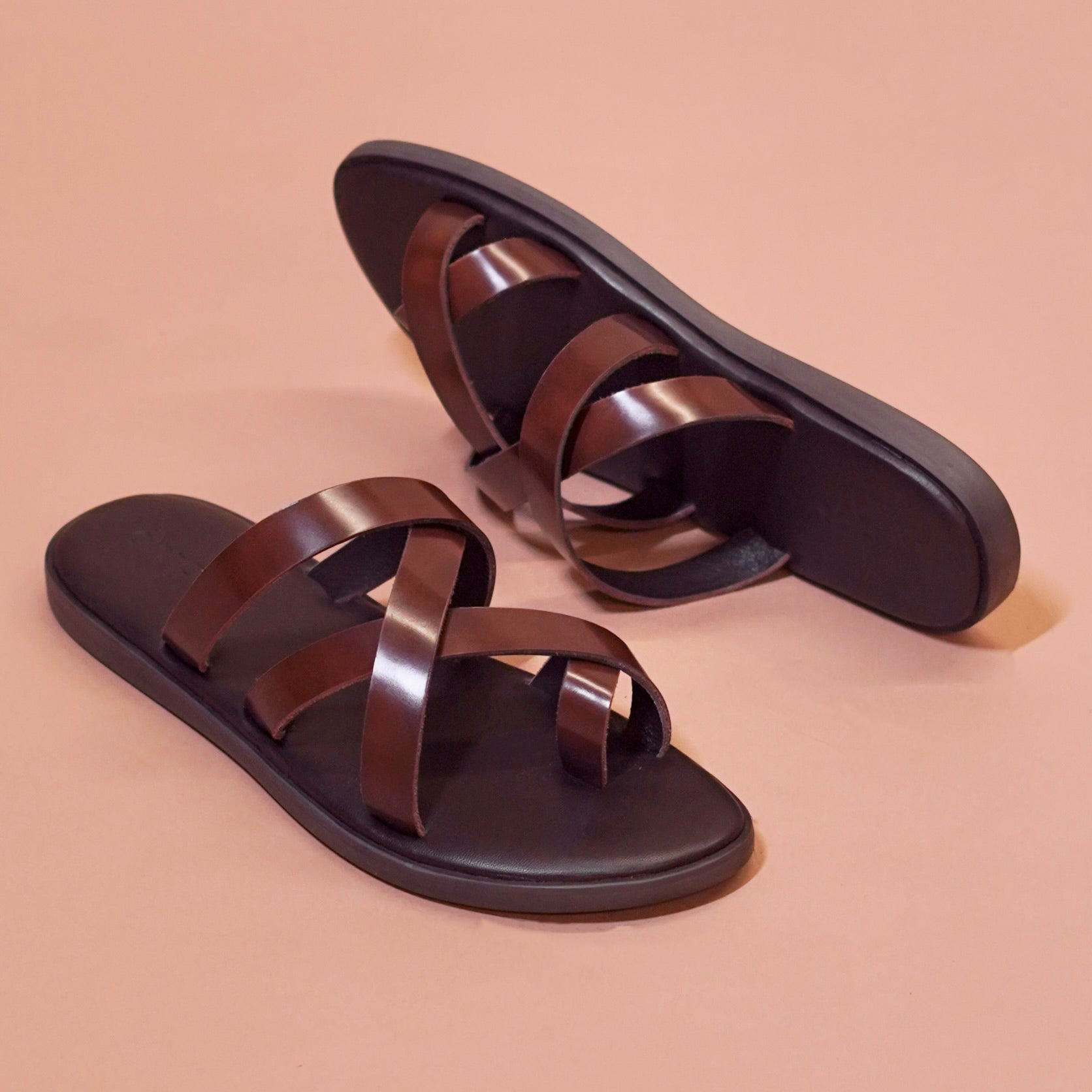 Pelle Marrone Bruno | Classic Brown Full-Grain Leather Chappal for Men