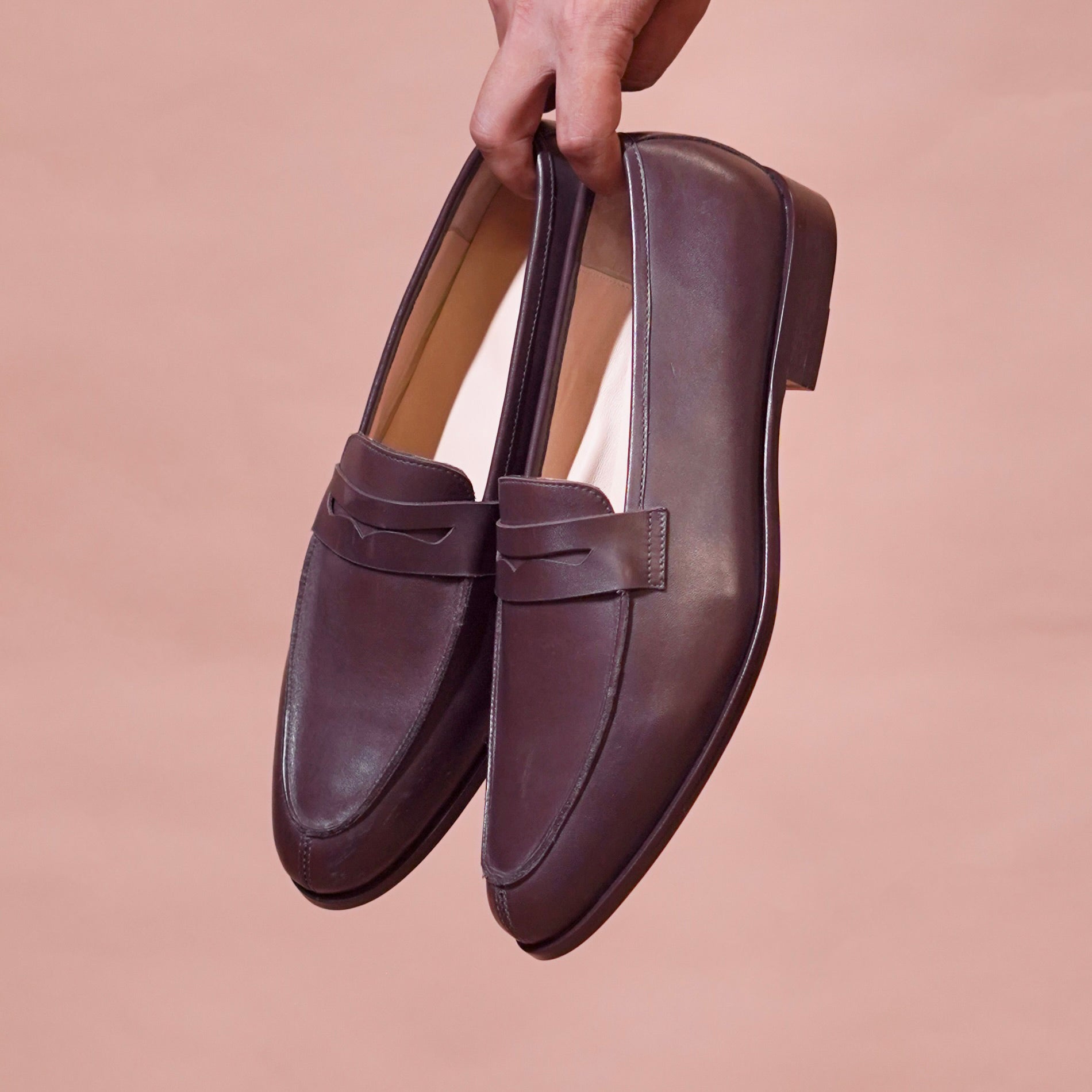 Soavo | Classic Brown leather penny loafers