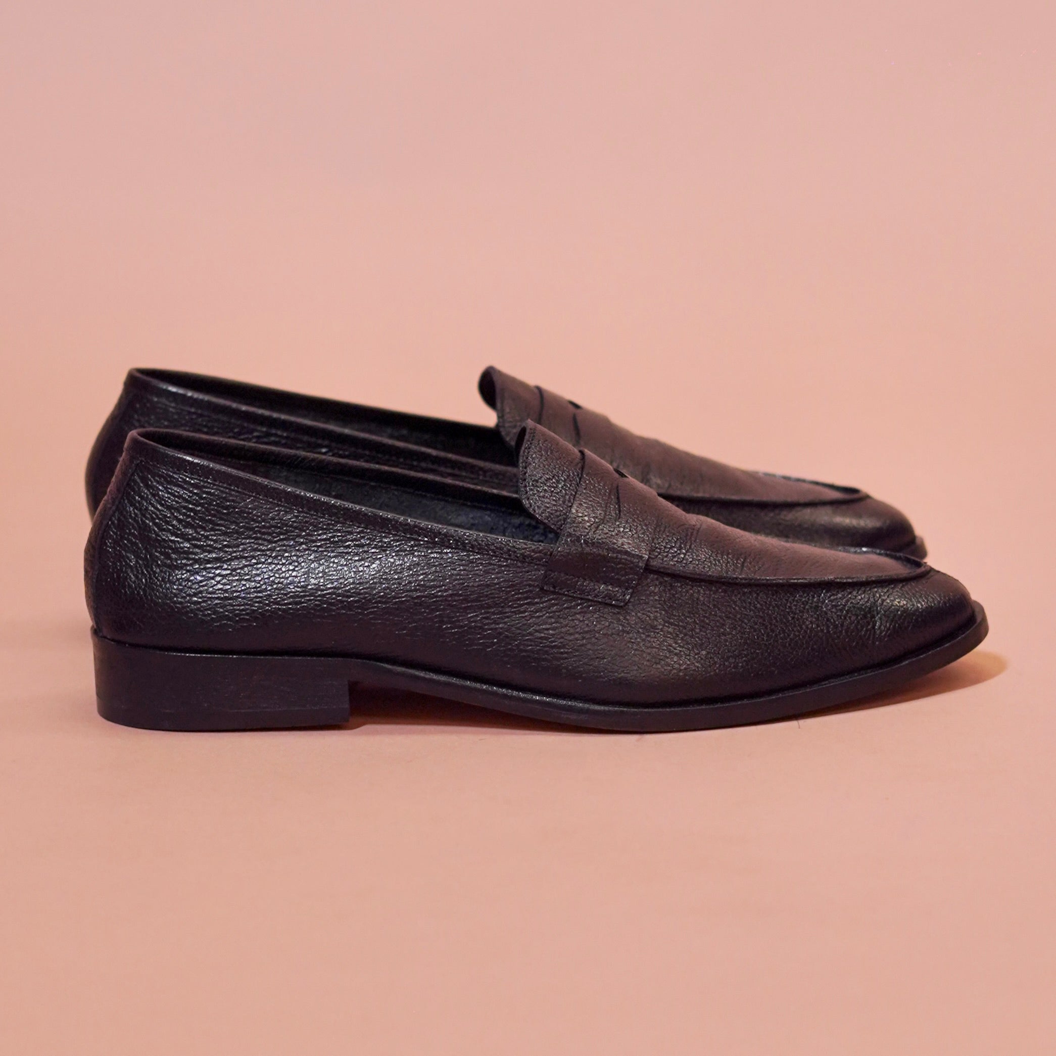 Carbonio Nero – Black Unlined Penny Loafer for Men
