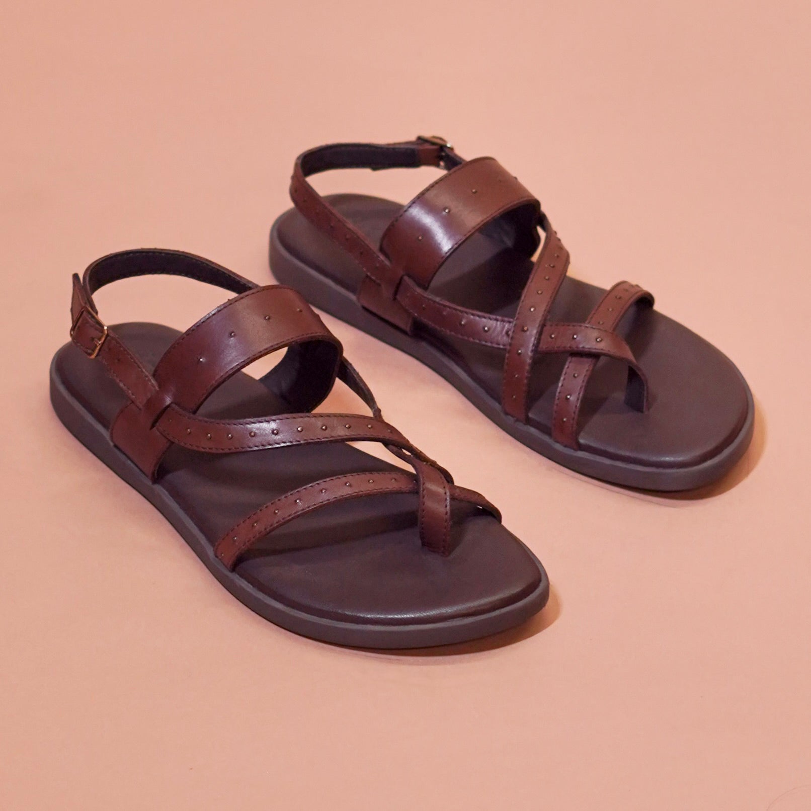 Pelle Bruno Riveto | Dark brown full-grain leather sandals