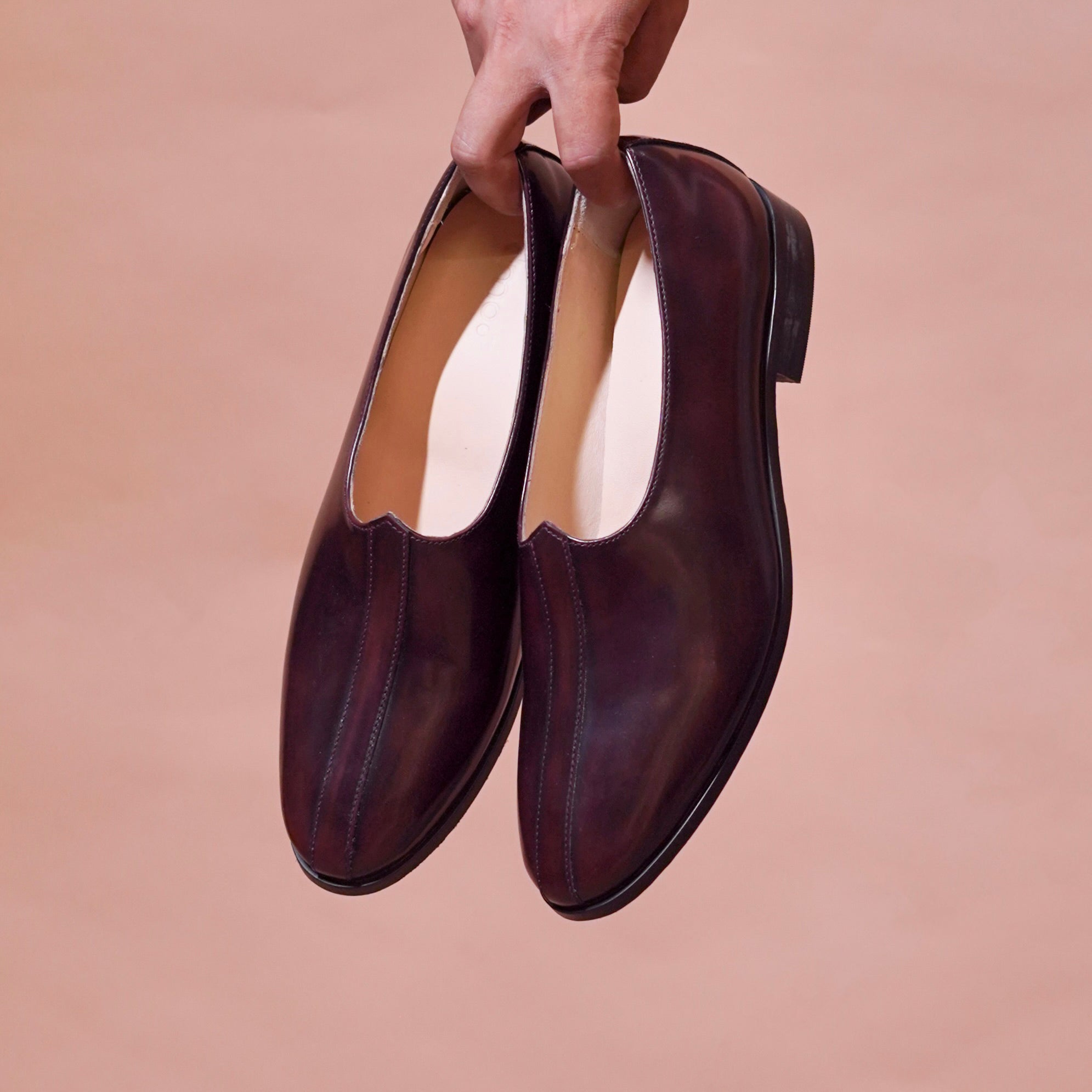 Ethnico Borgogno | Bordo lustrous leather mojris