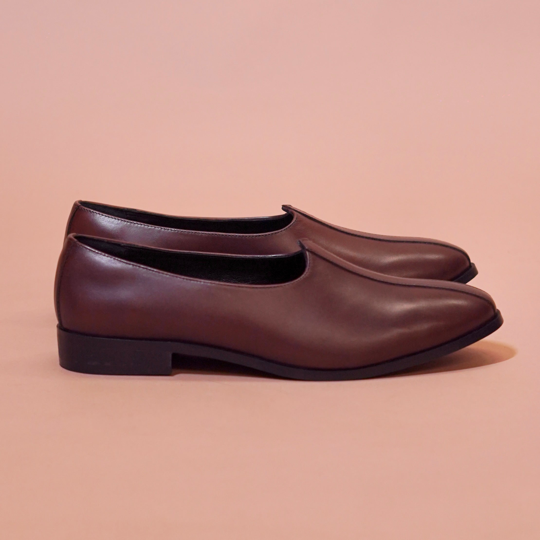 Ethnico Marrone | Classic dark brown leather mojris